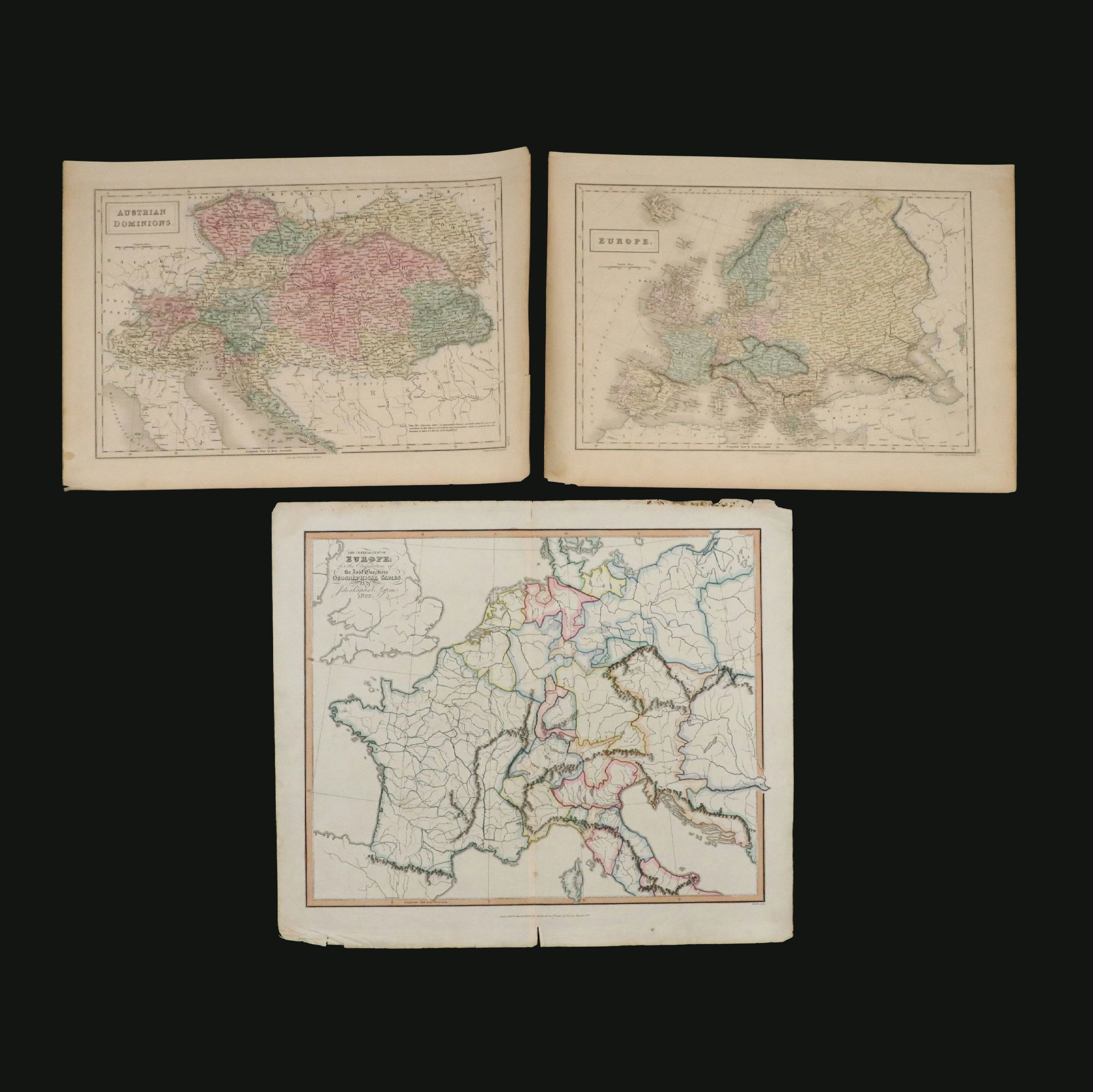 A. & C. Black Edinburgh "Austrian Dominions" with Other Antique European Maps