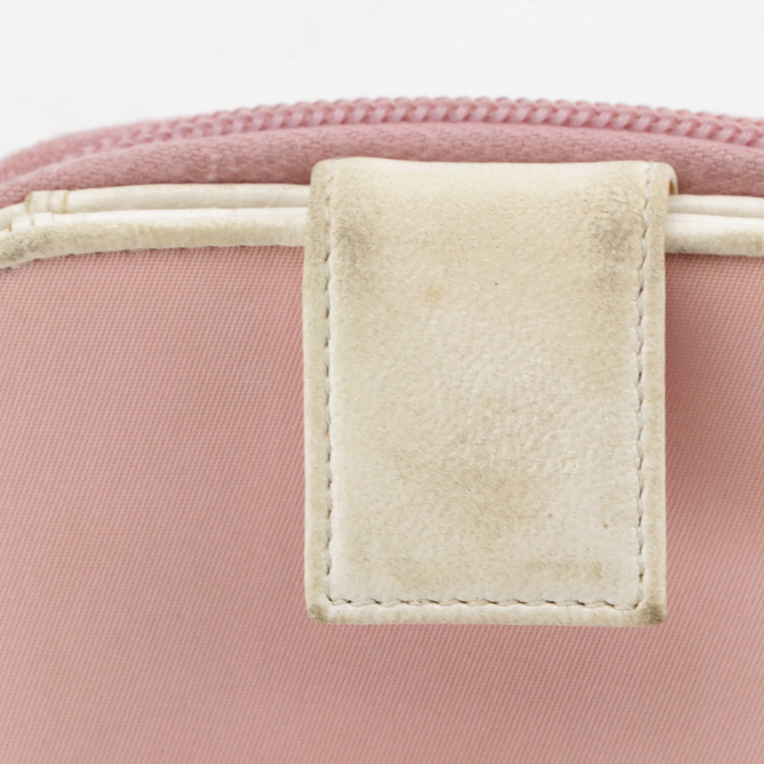 Prada Bifold Compact Wallet in Light Pink Tessuto Nylon and White Leather