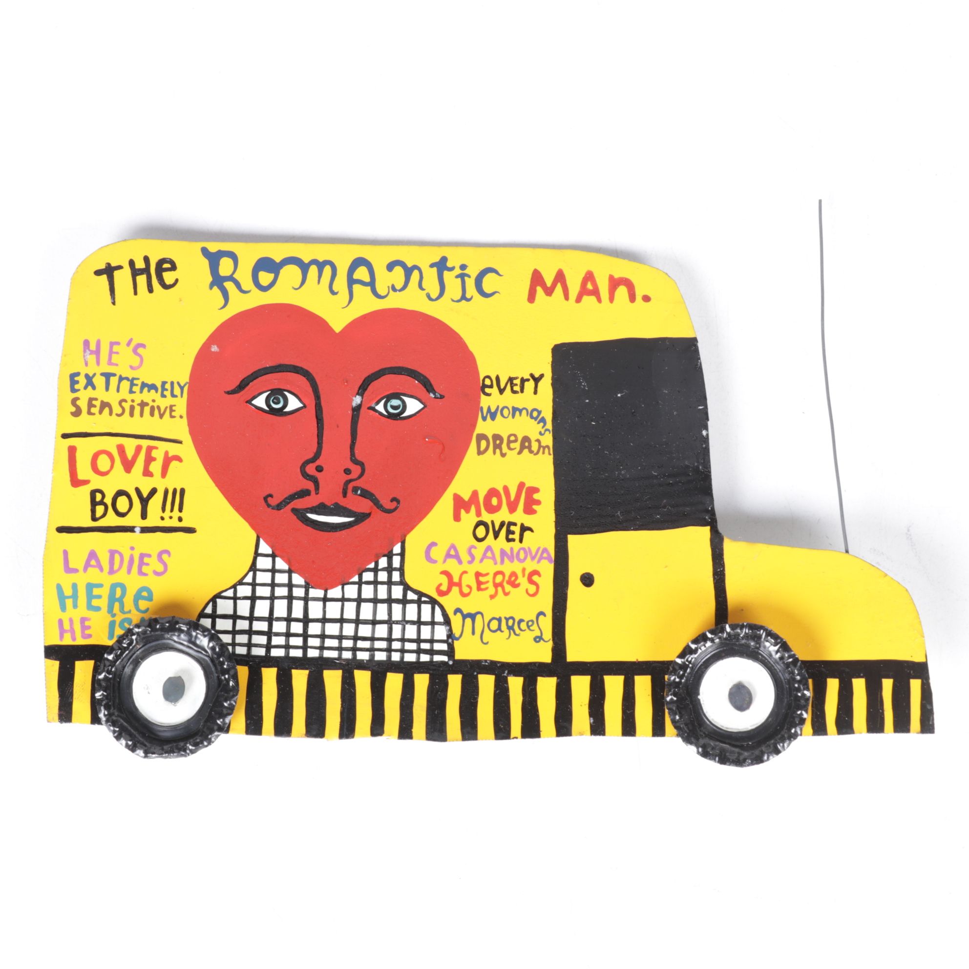 Levent Isik Acrylic Paintings of Circus Performer Portraits on Cars, circa 1993