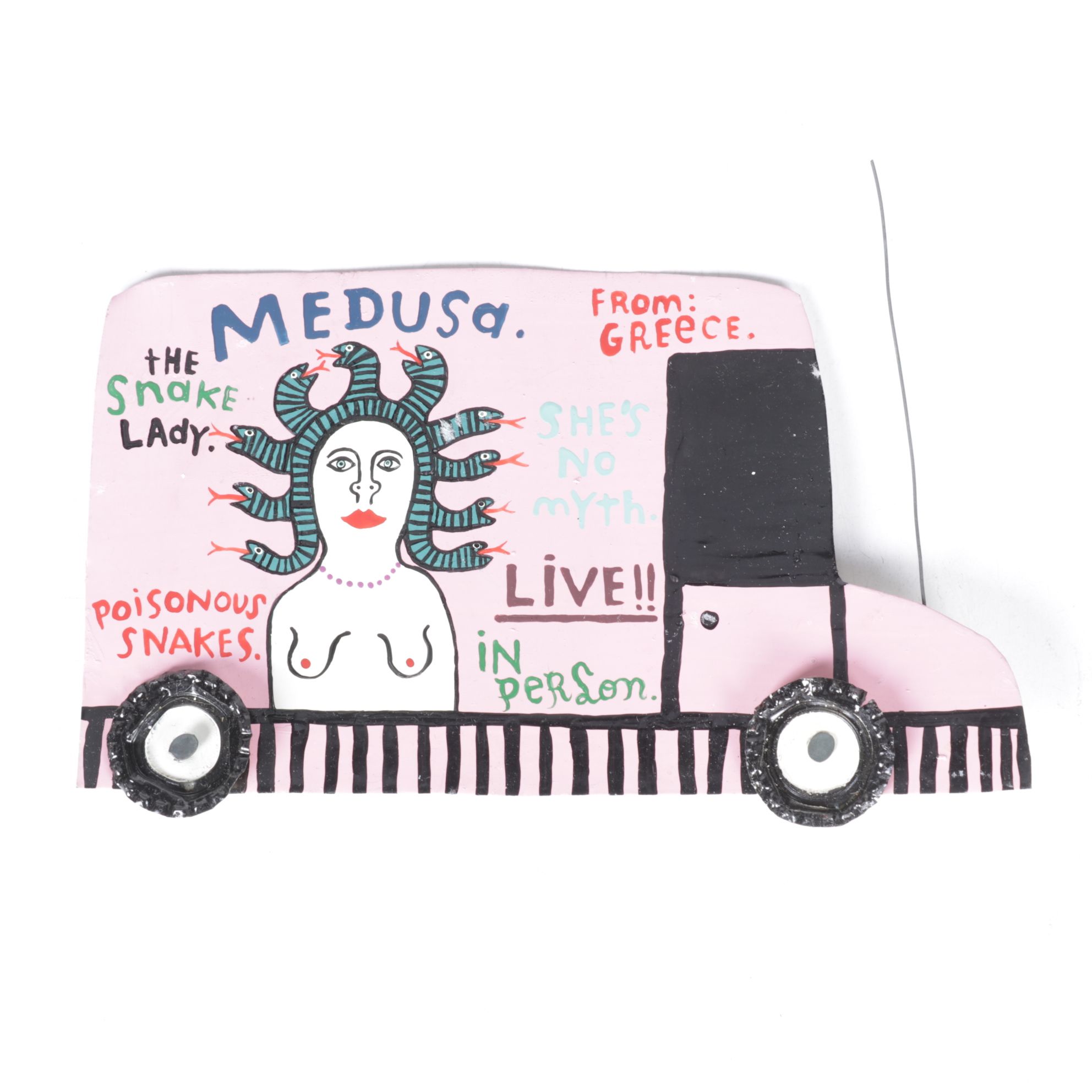 Levent Isik Acrylic Paintings of Circus Performer Portraits on Cars, circa 1993
