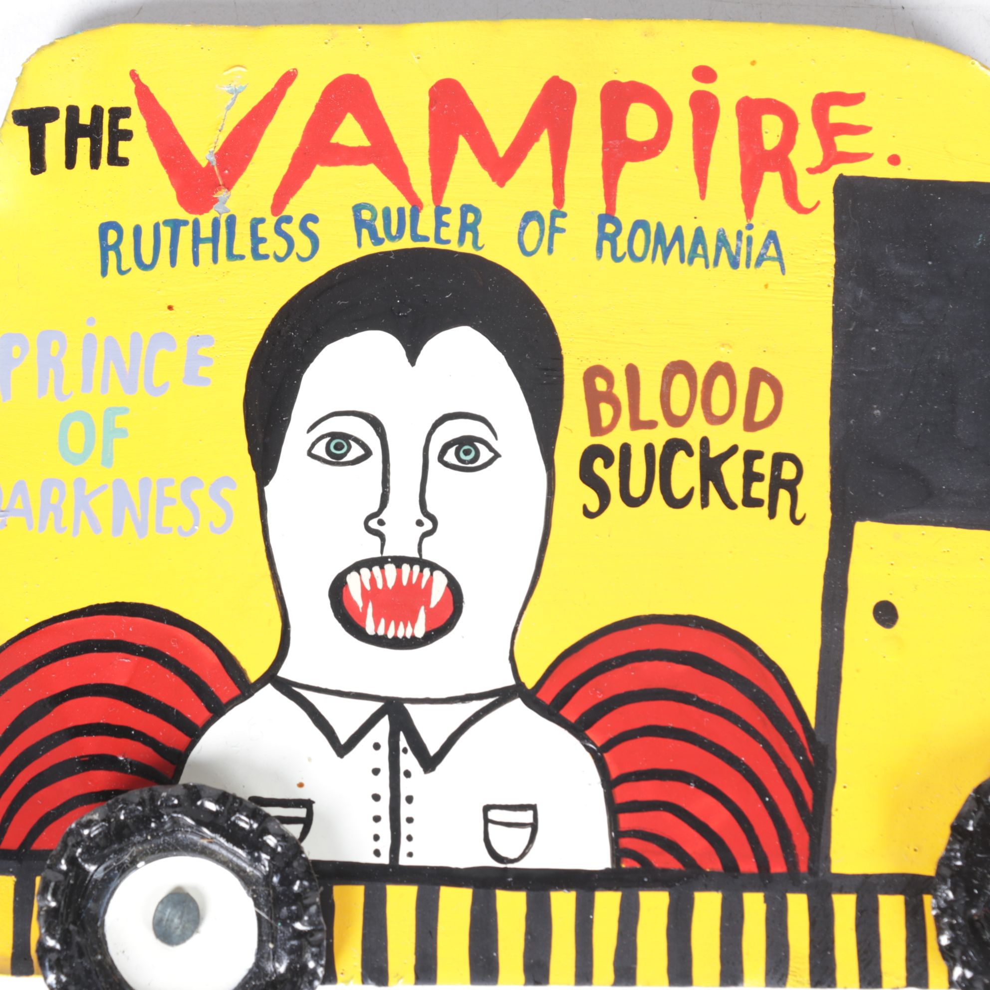 Levent Isik Acrylic Paintings of Circus Performer Portraits on Cars, circa 1993