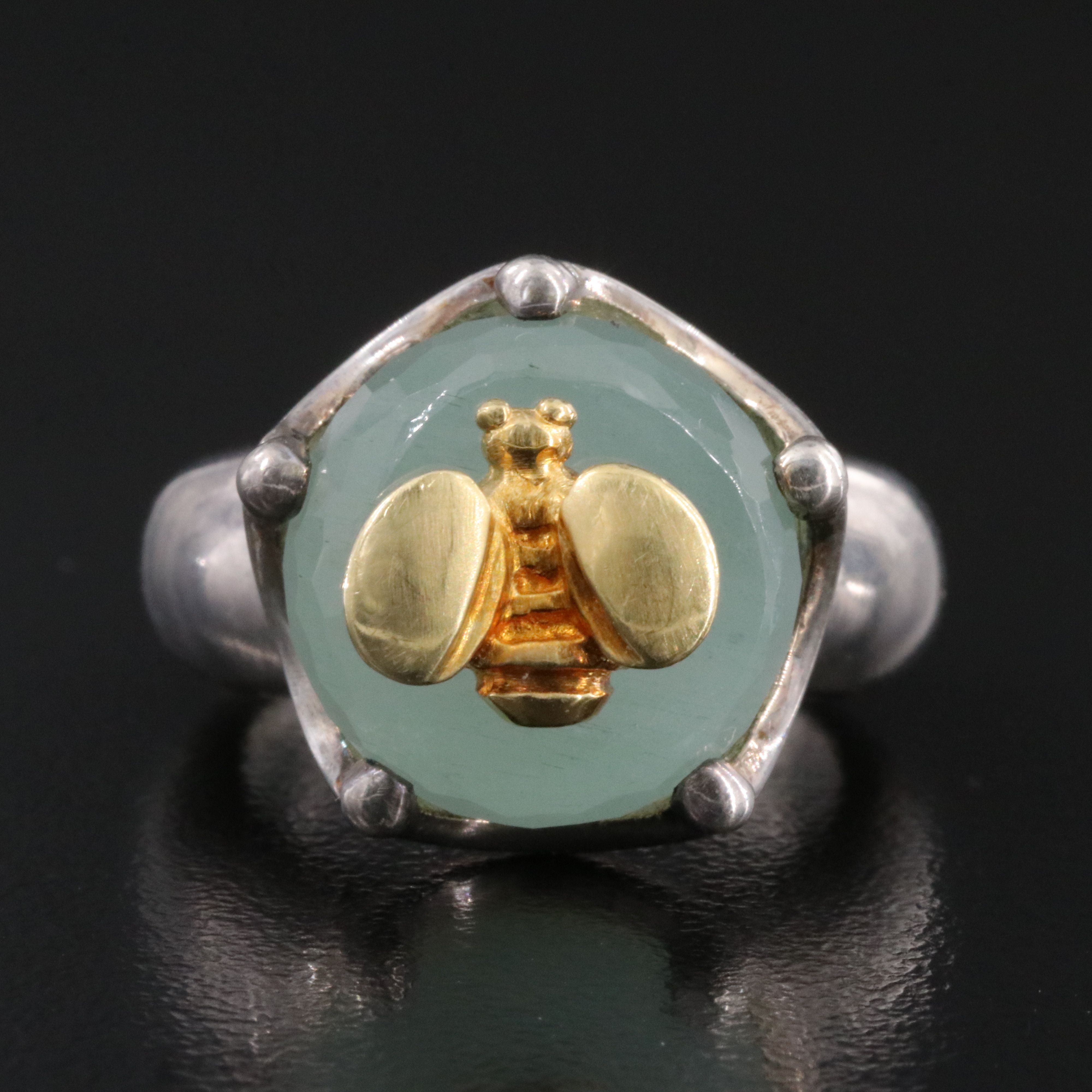 Saint By Sarah Jane 18K Sterling Aquamarine Bee Ring