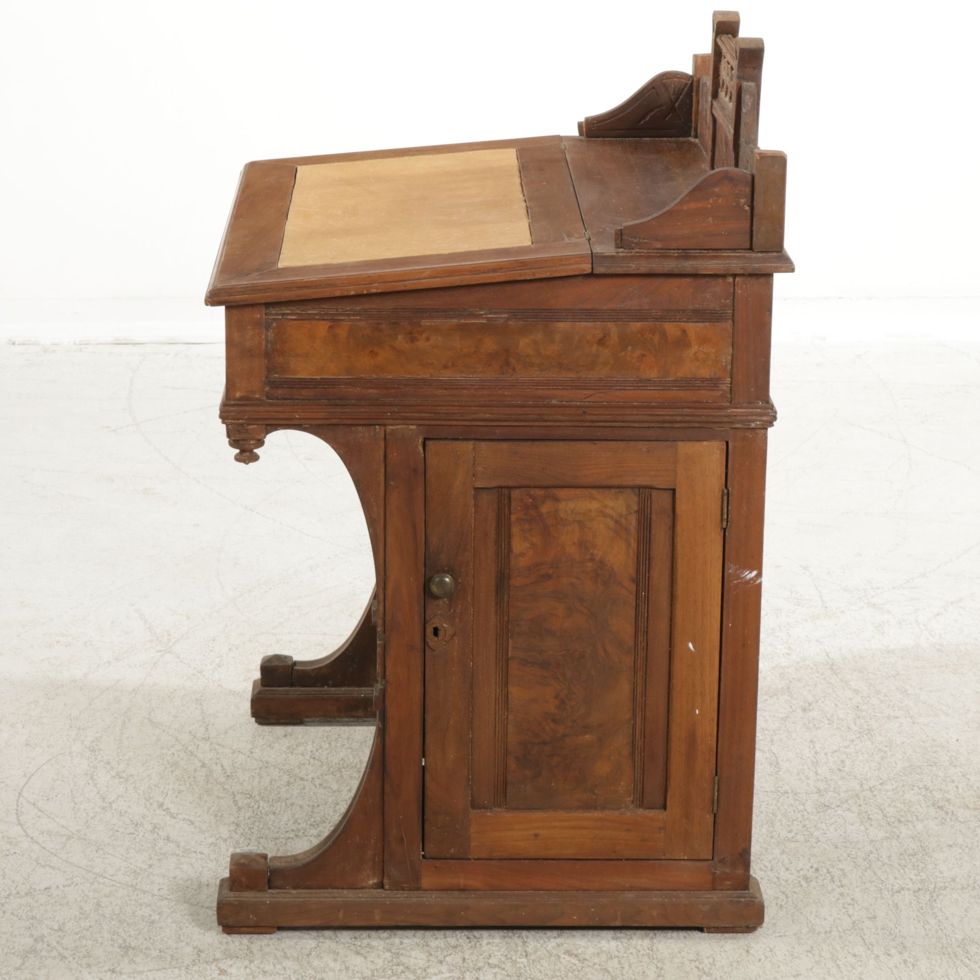 Primitive Eastlake Carved Walnut Davenport Desk, Late 19th Century