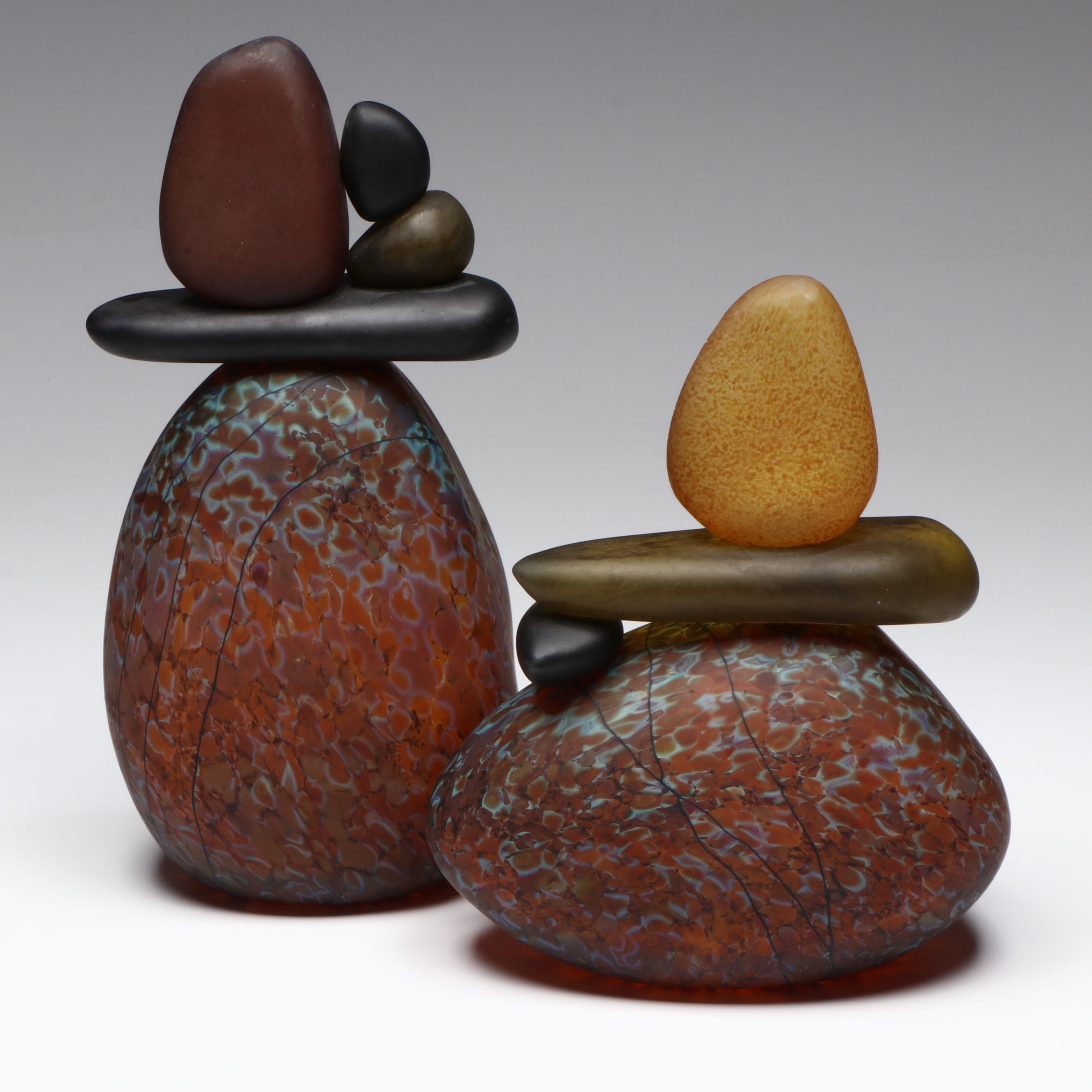Melanie Guernsey-Leppla Art Glass Cairn Rock Totems