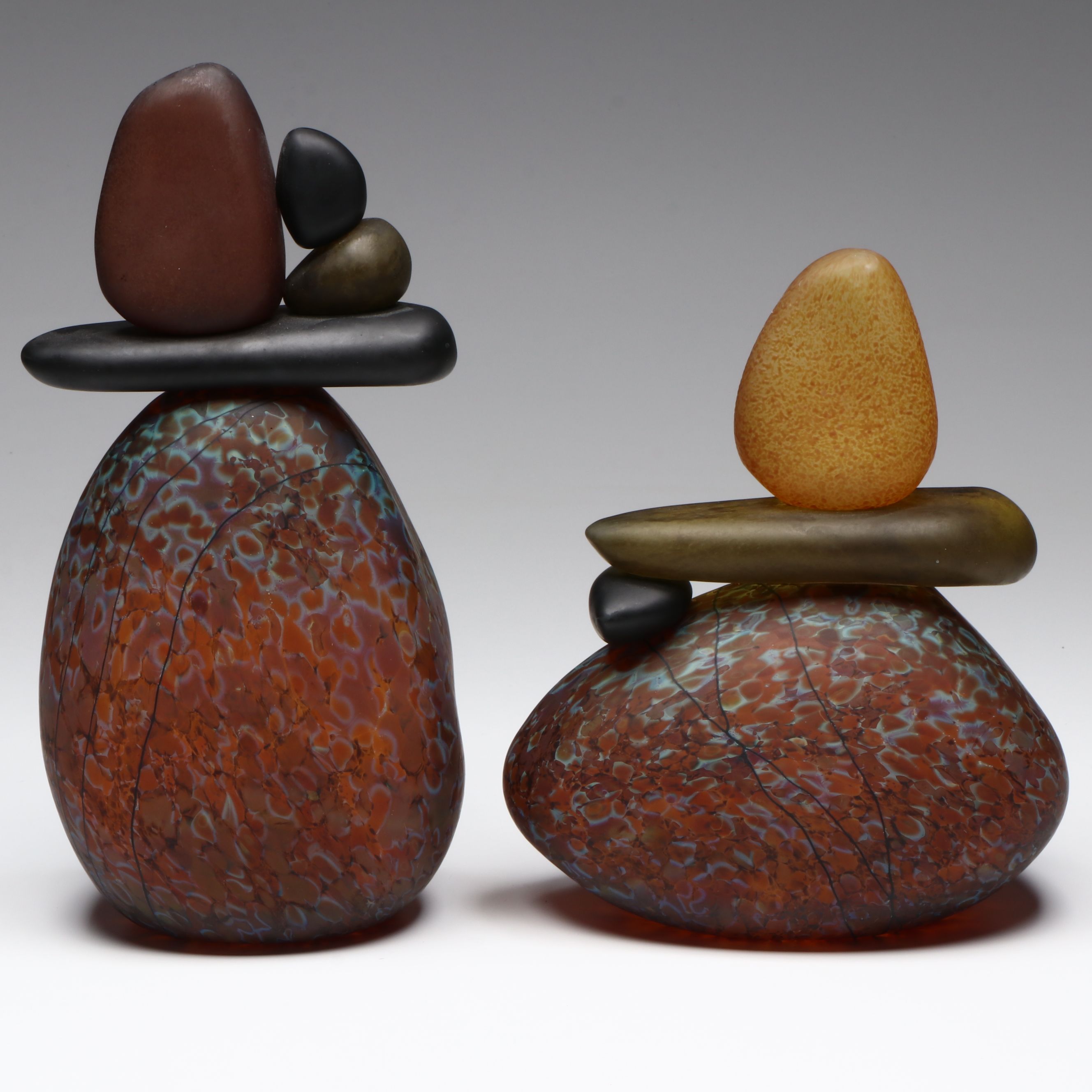 Melanie Guernsey-Leppla Art Glass Cairn Rock Totems