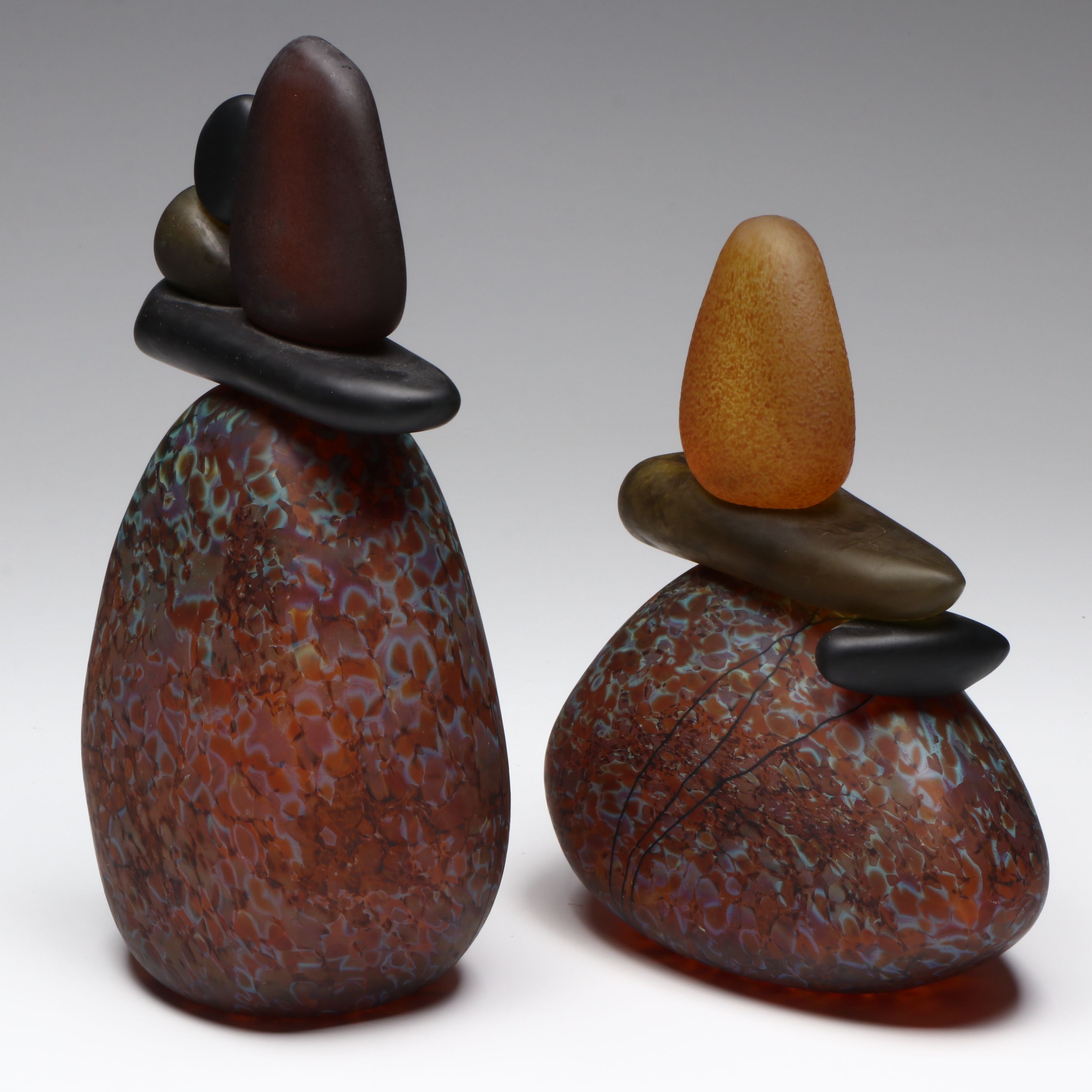Melanie Guernsey-Leppla Art Glass Cairn Rock Totems