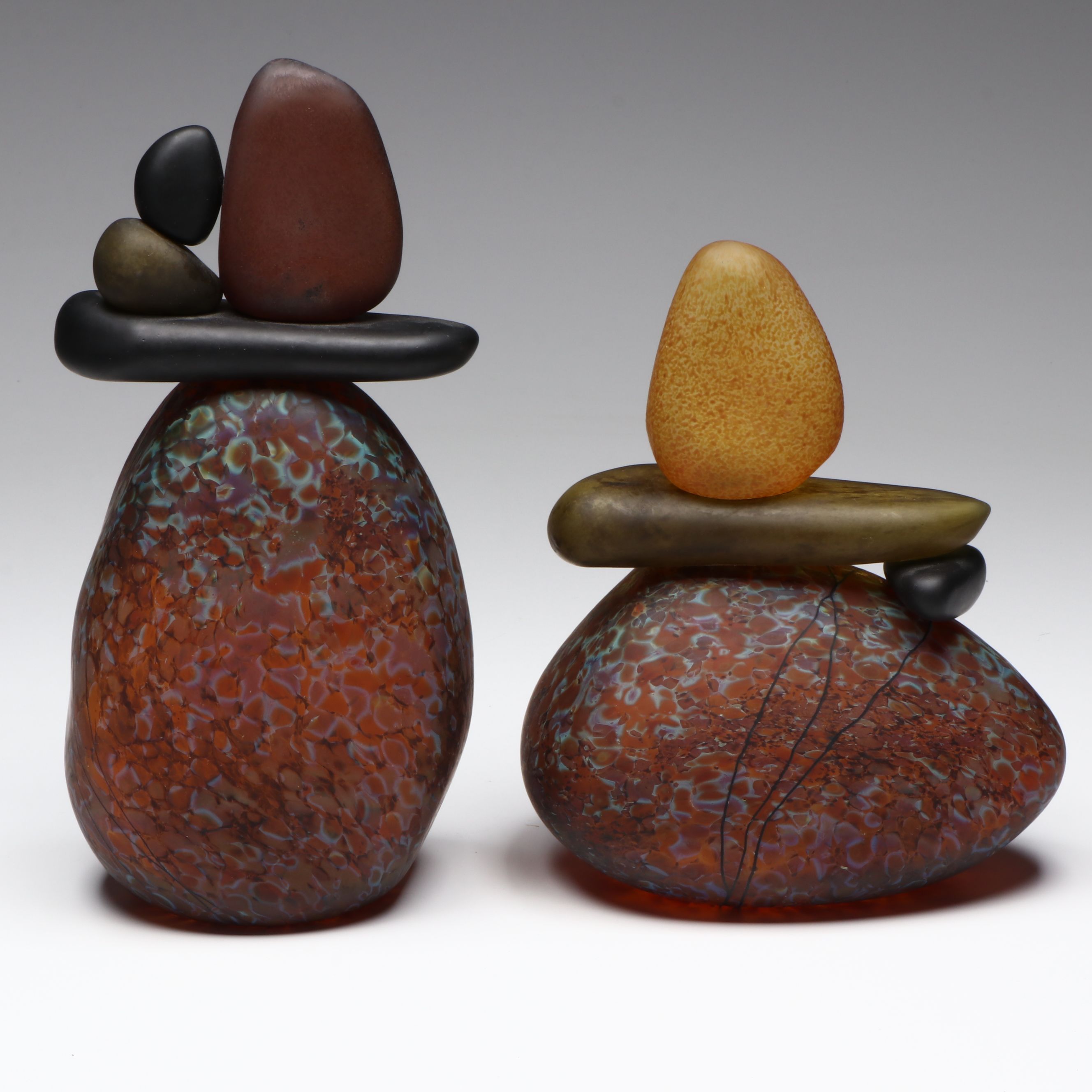 Melanie Guernsey-Leppla Art Glass Cairn Rock Totems