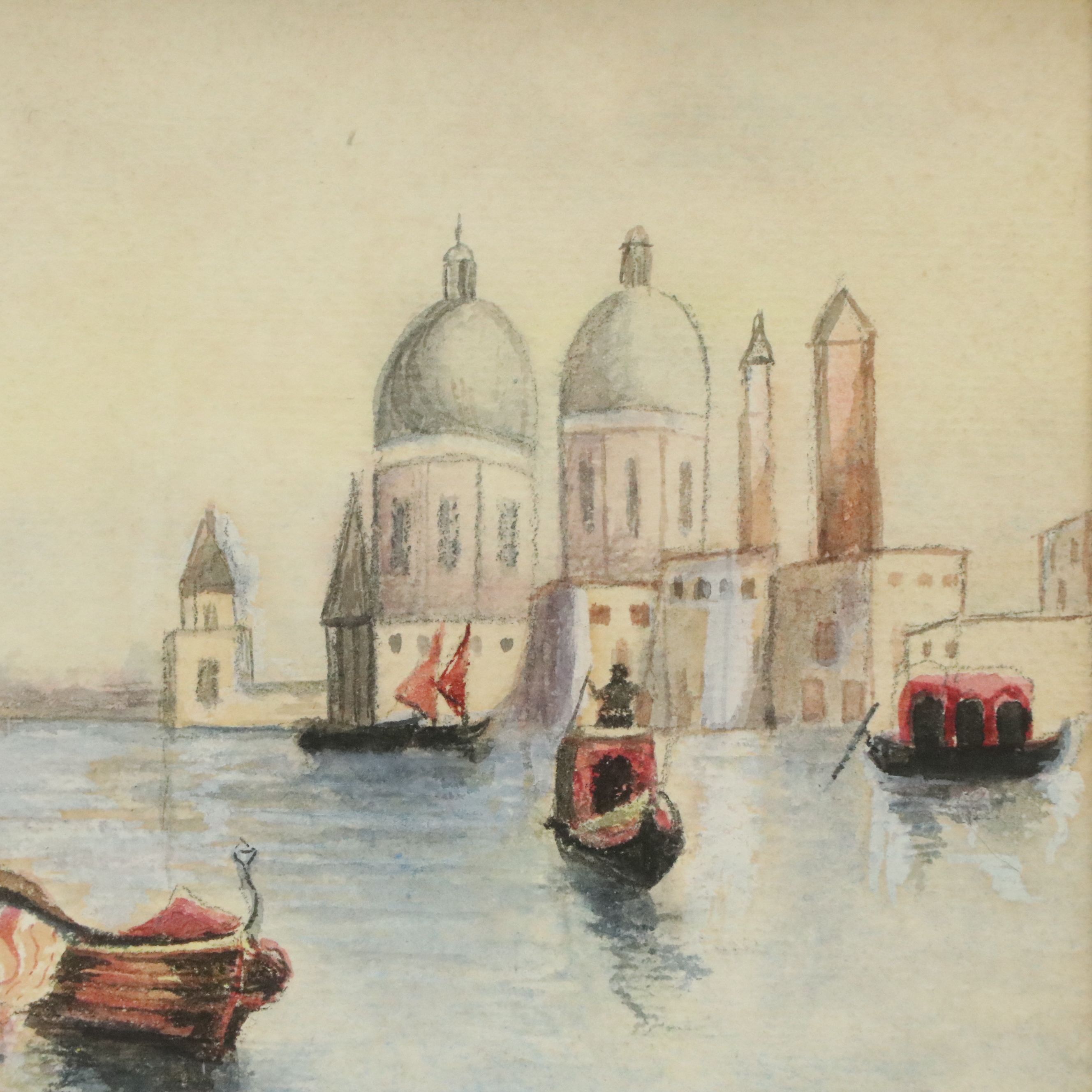 N. M. Wright Watercolor Painting of Venetian Landscape