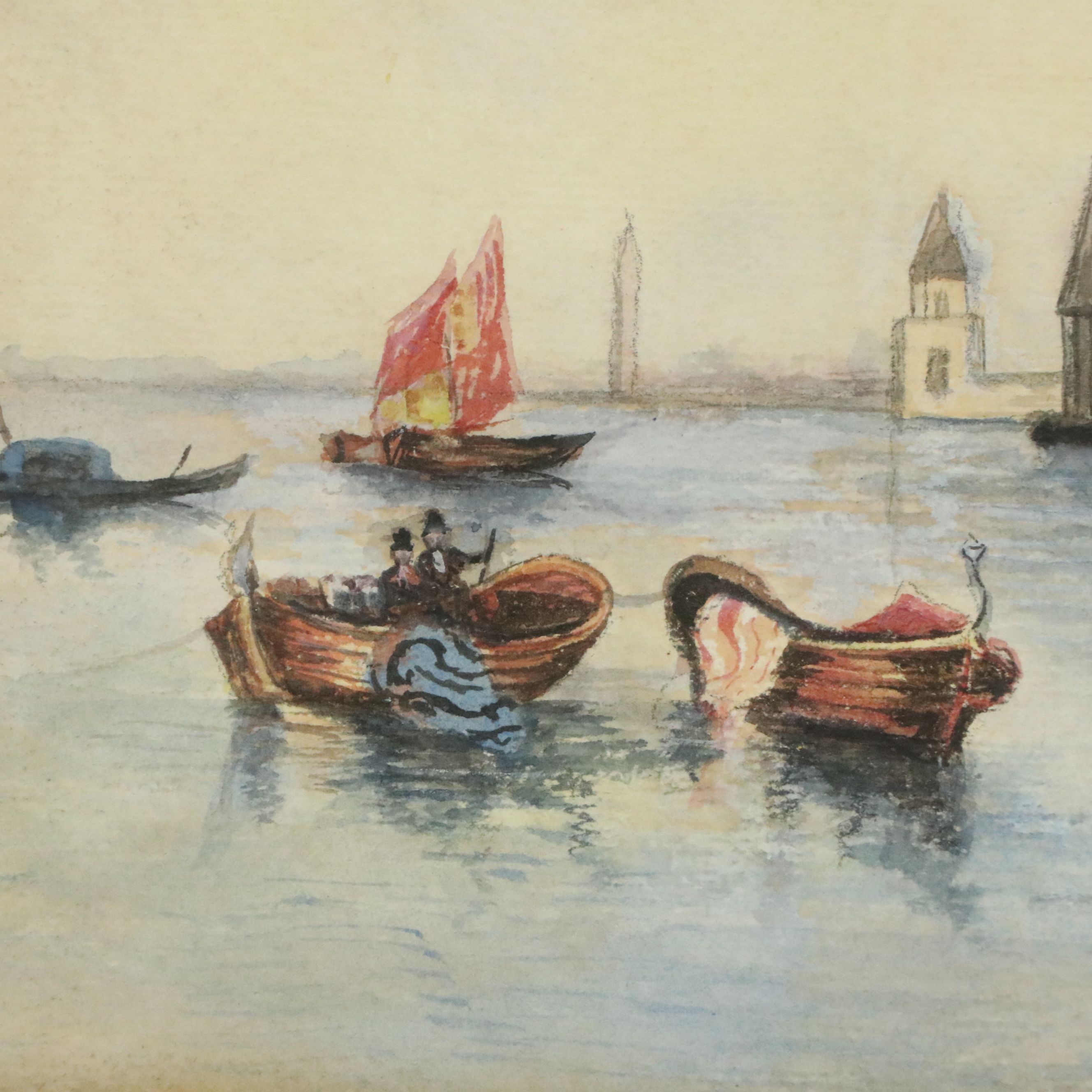 N. M. Wright Watercolor Painting of Venetian Landscape