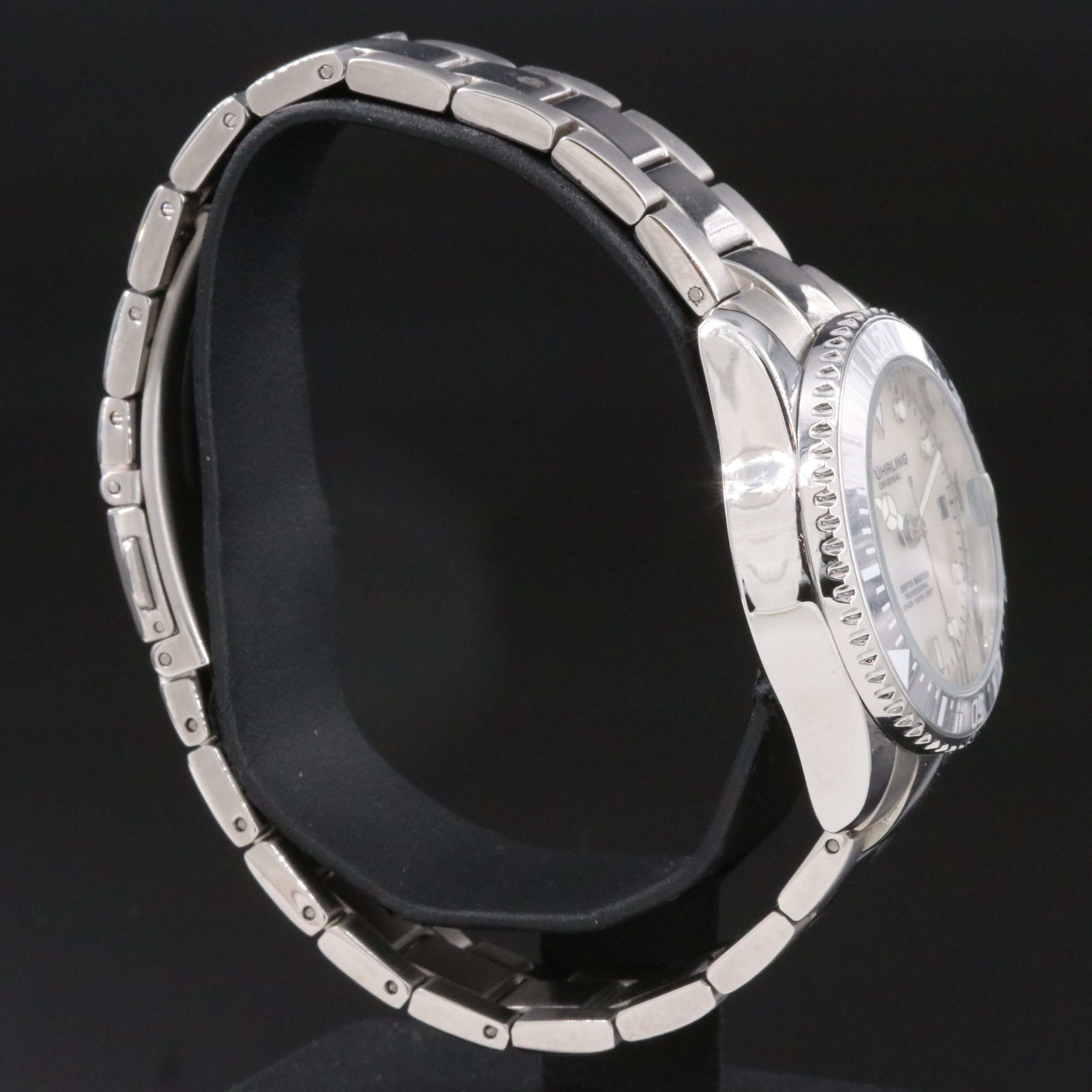 Stührling Depth Master Professional Diver Stainless Steel Quartz Watch