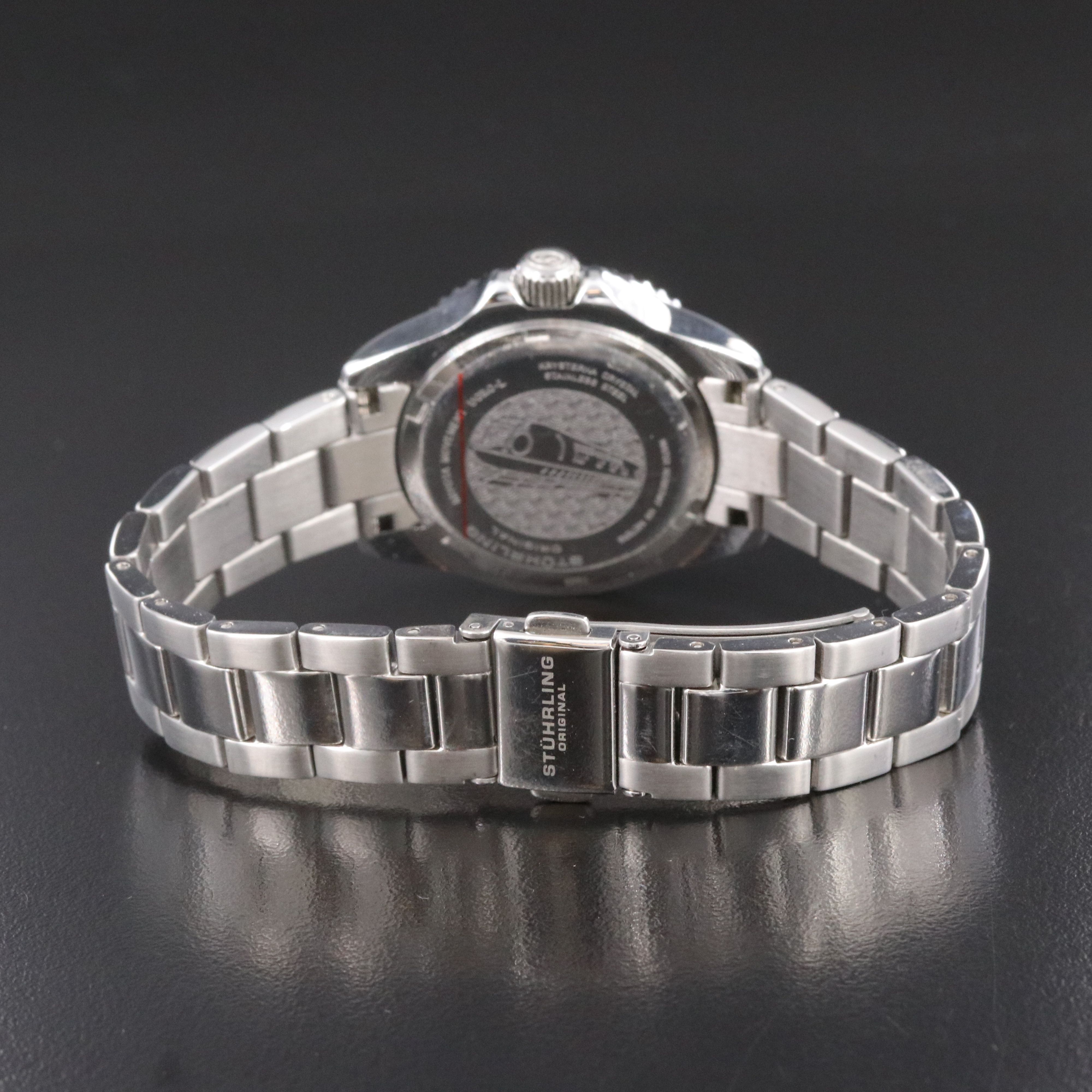 Stührling Depth Master Professional Diver Stainless Steel Quartz Watch