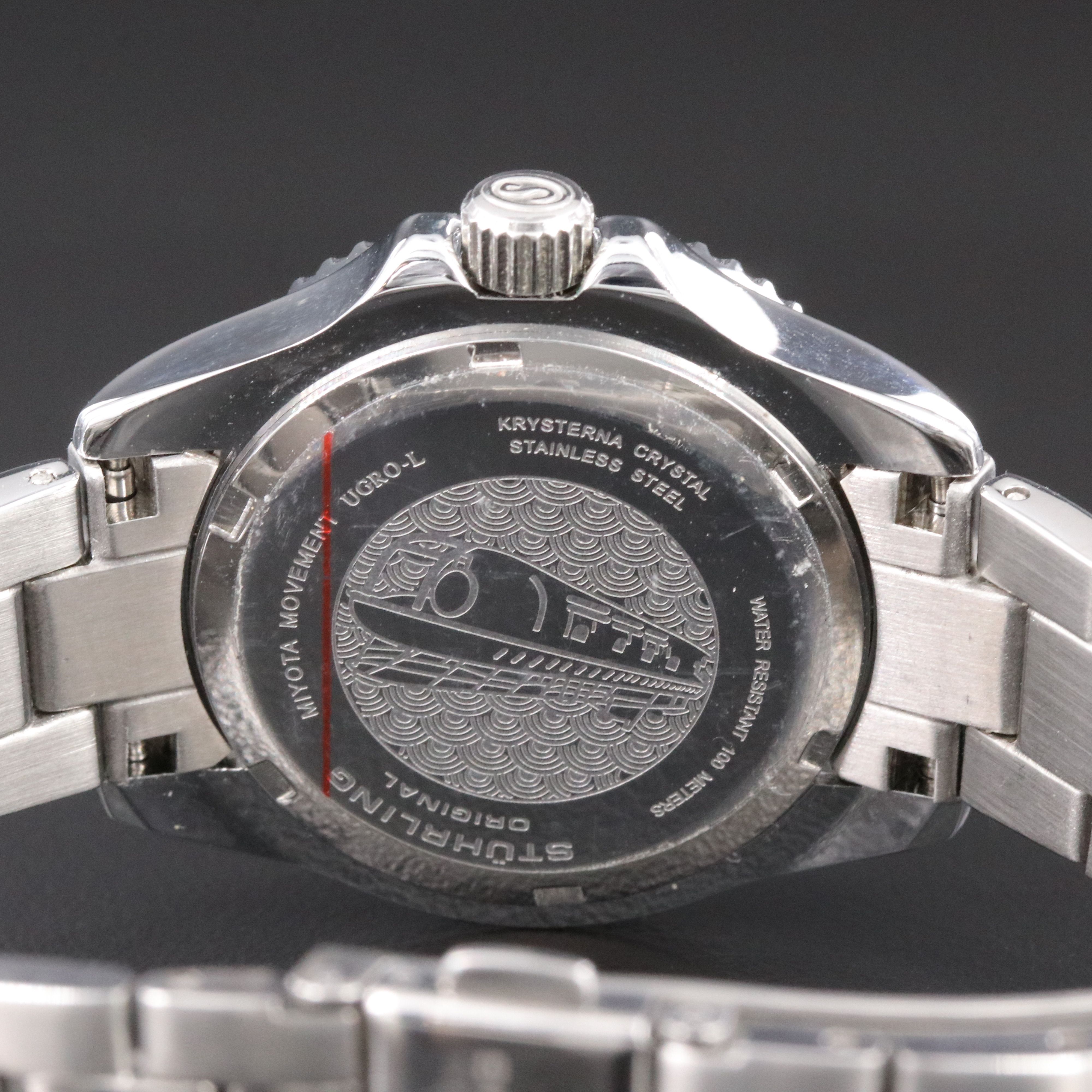 Stührling Depth Master Professional Diver Stainless Steel Quartz Watch