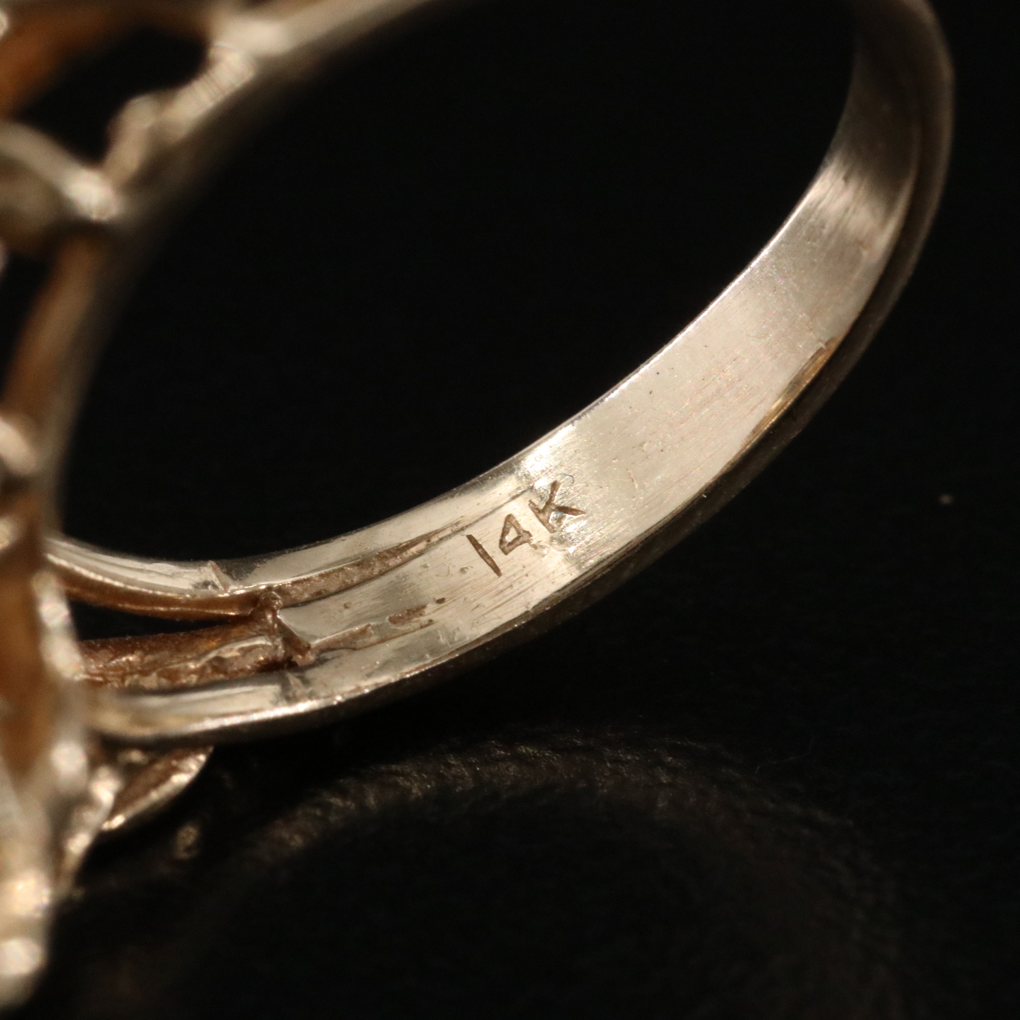 Brutalist 14K Pearl and Diamond Ring