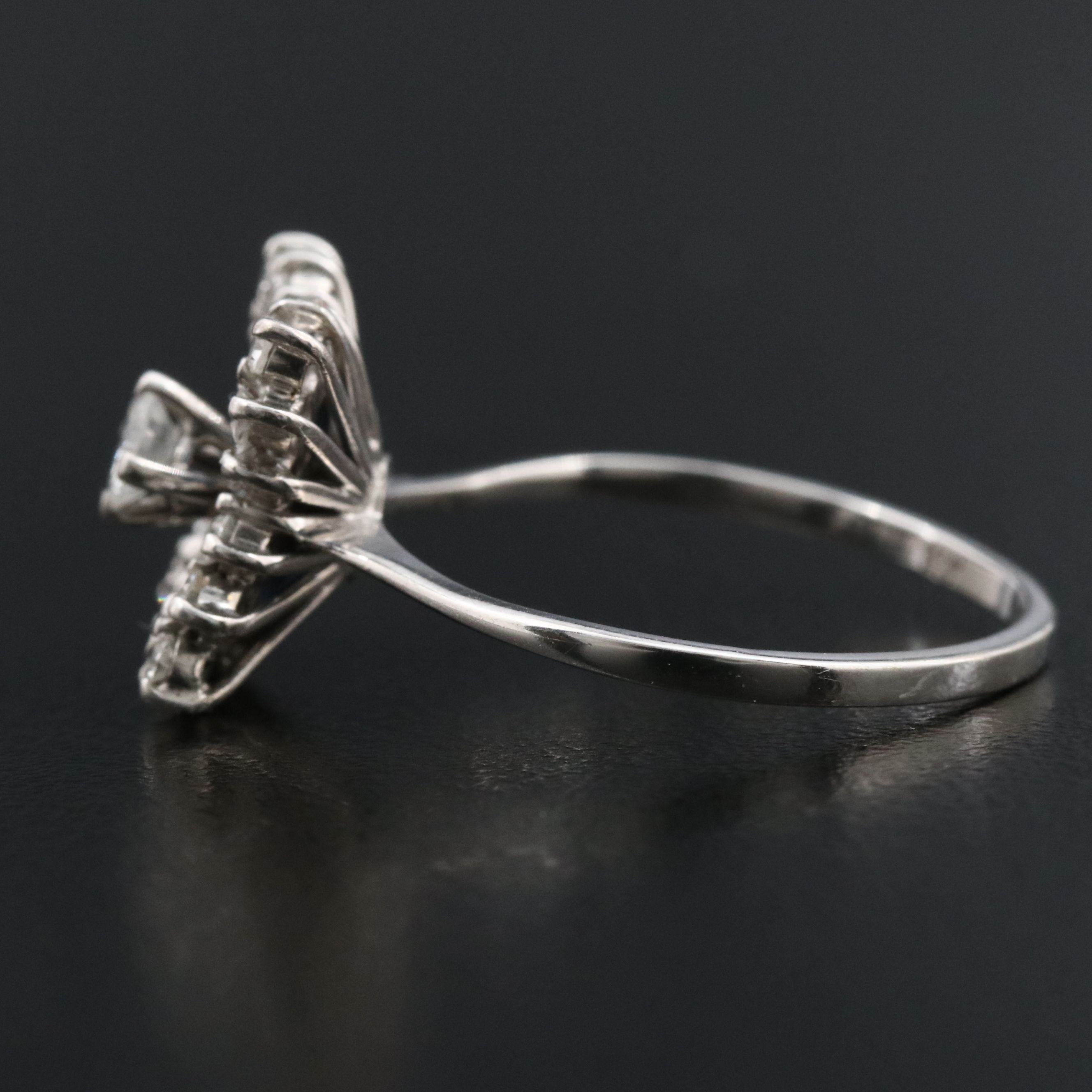 18K 0.59 CTW Diamond and Sapphire Flower Ring