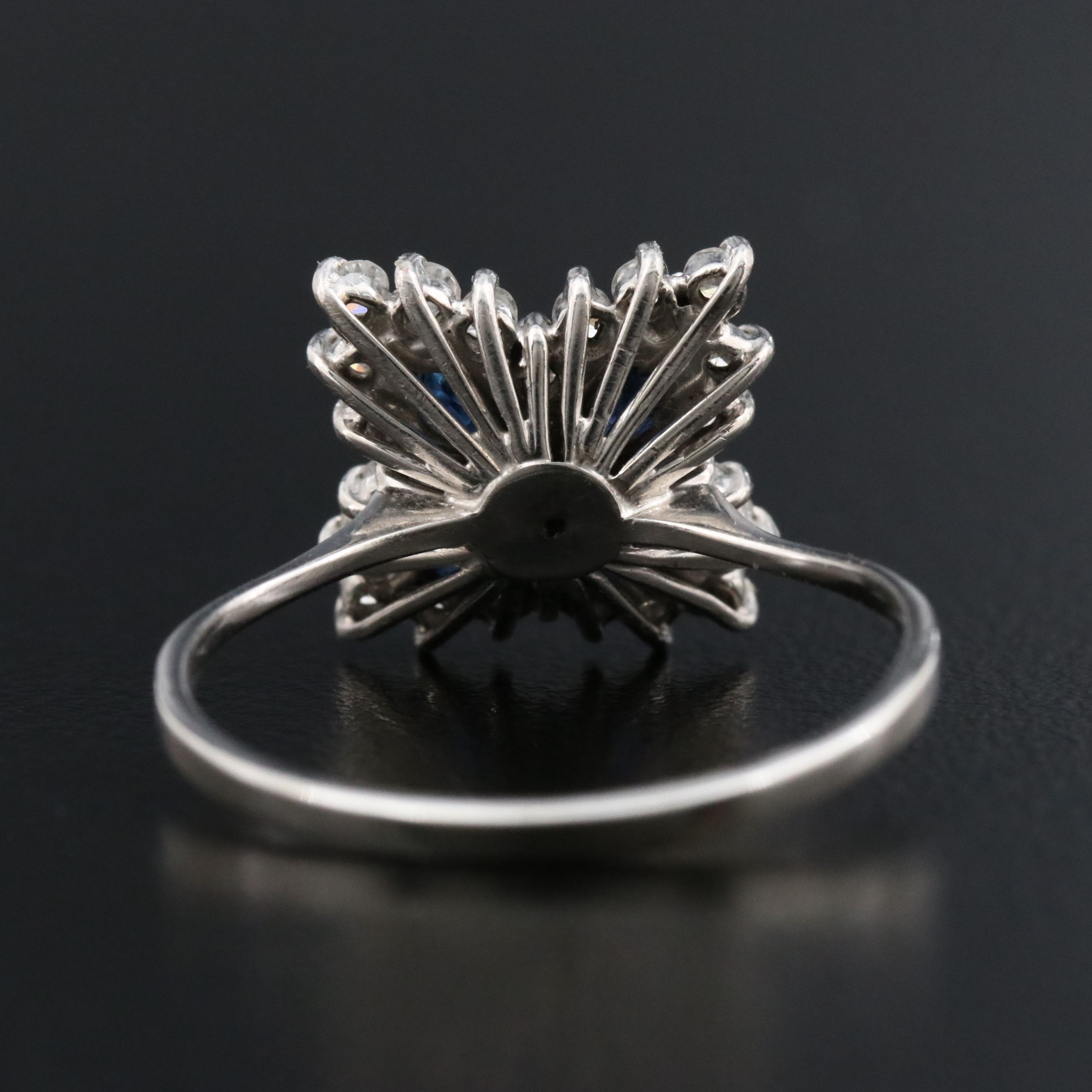 18K 0.59 CTW Diamond and Sapphire Flower Ring