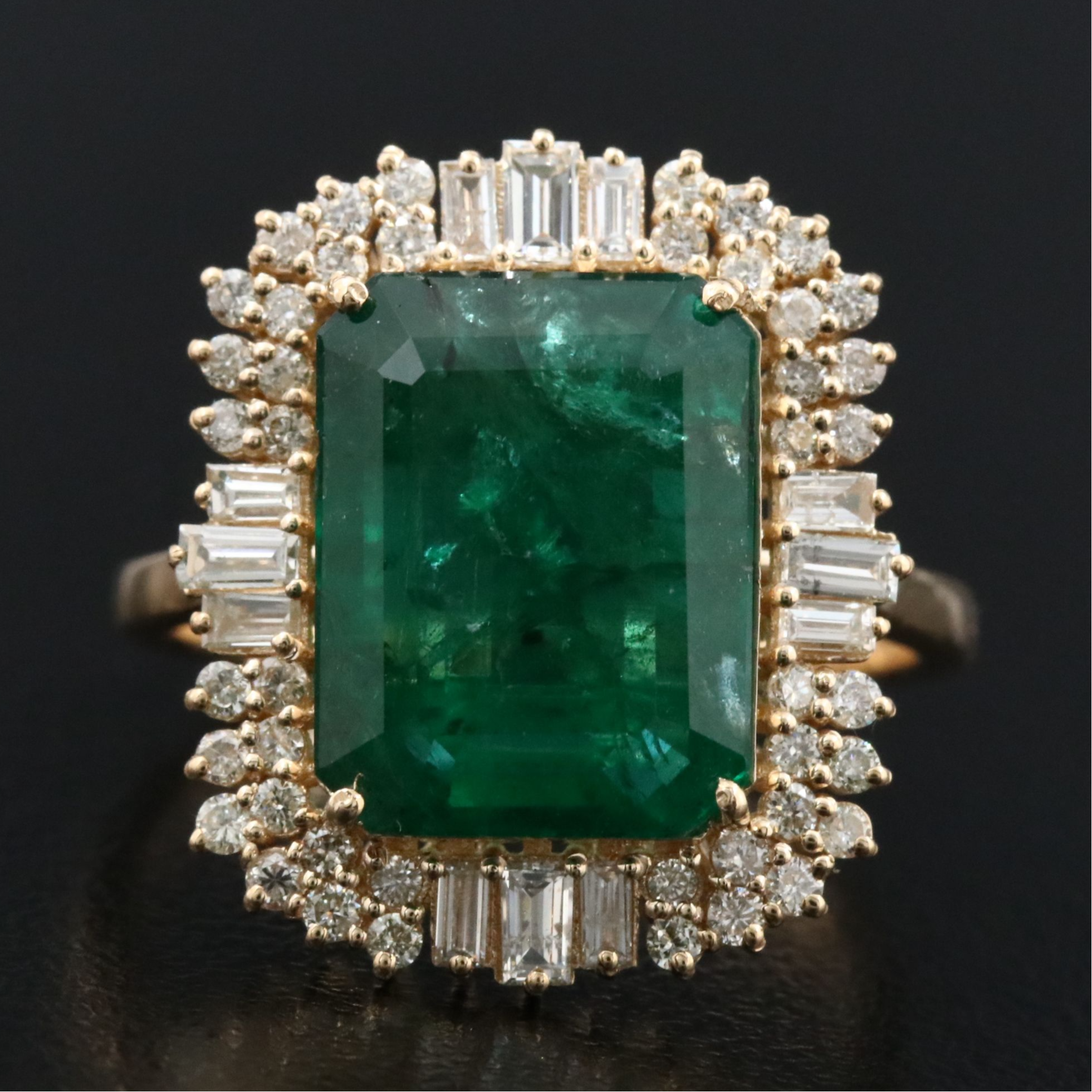 18K 4.50 CT Zambian Emerald and Diamond Ring with GIA Report