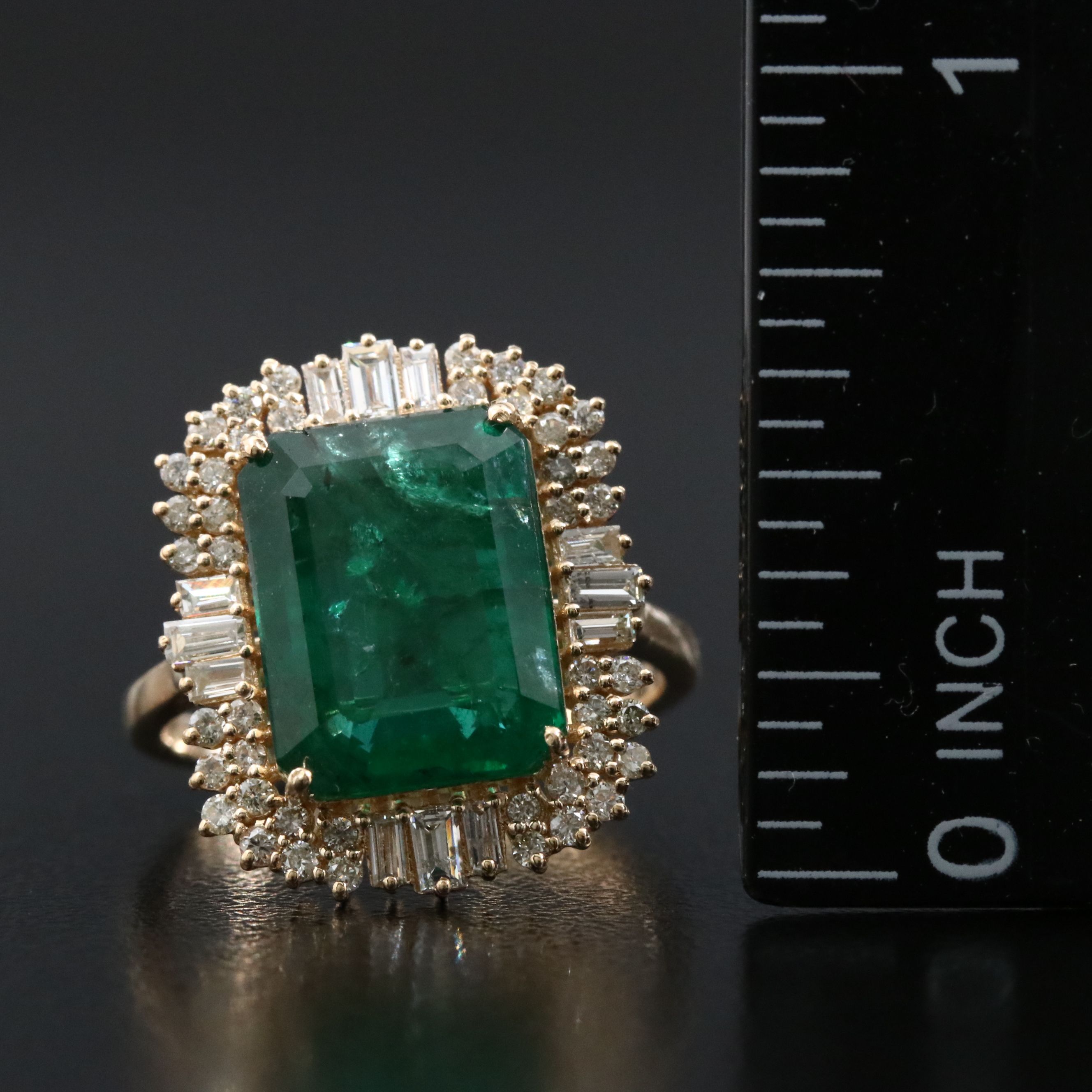 18K 4.50 CT Zambian Emerald and Diamond Ring with GIA Report