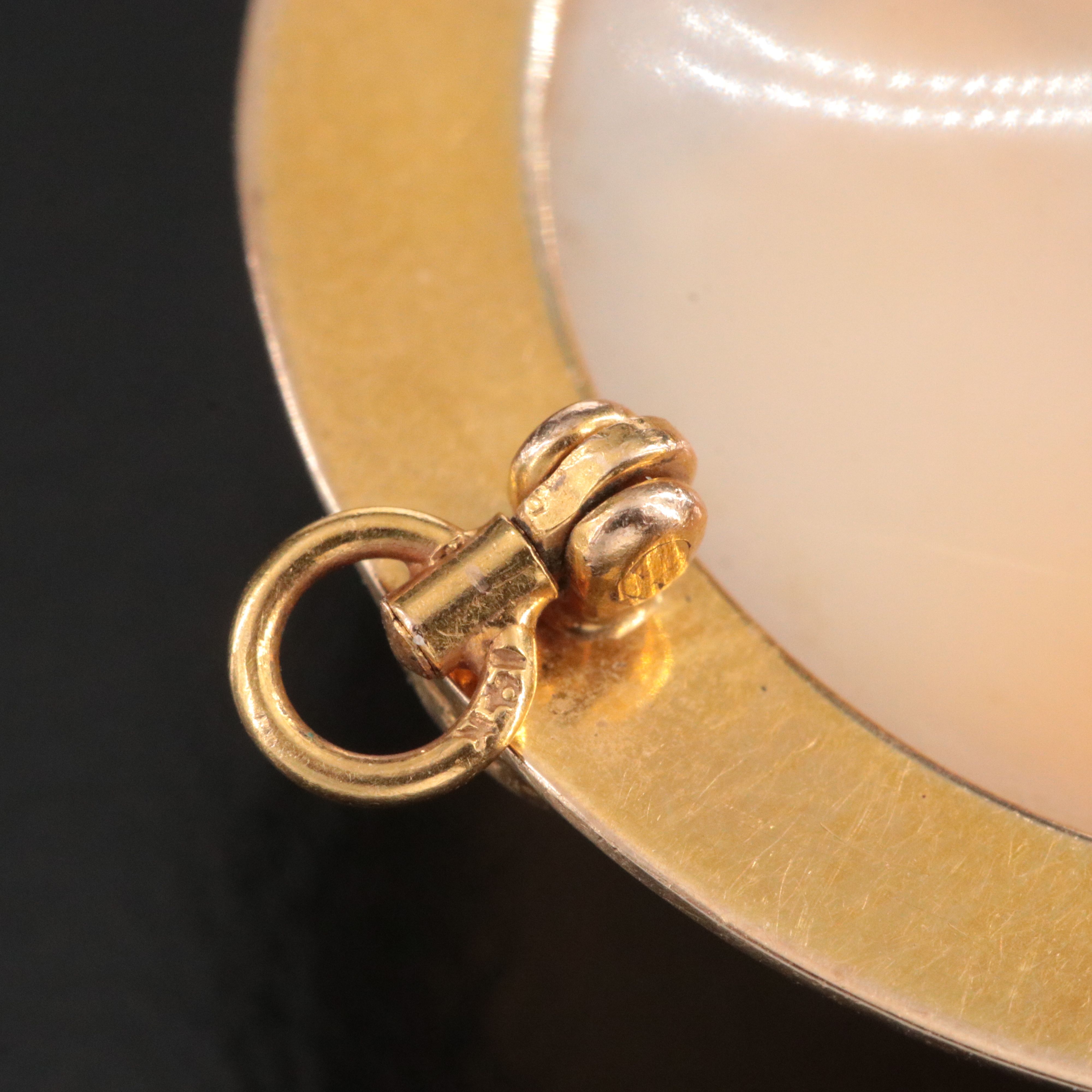 Vintage 14K Shell Cameo Converter Brooch