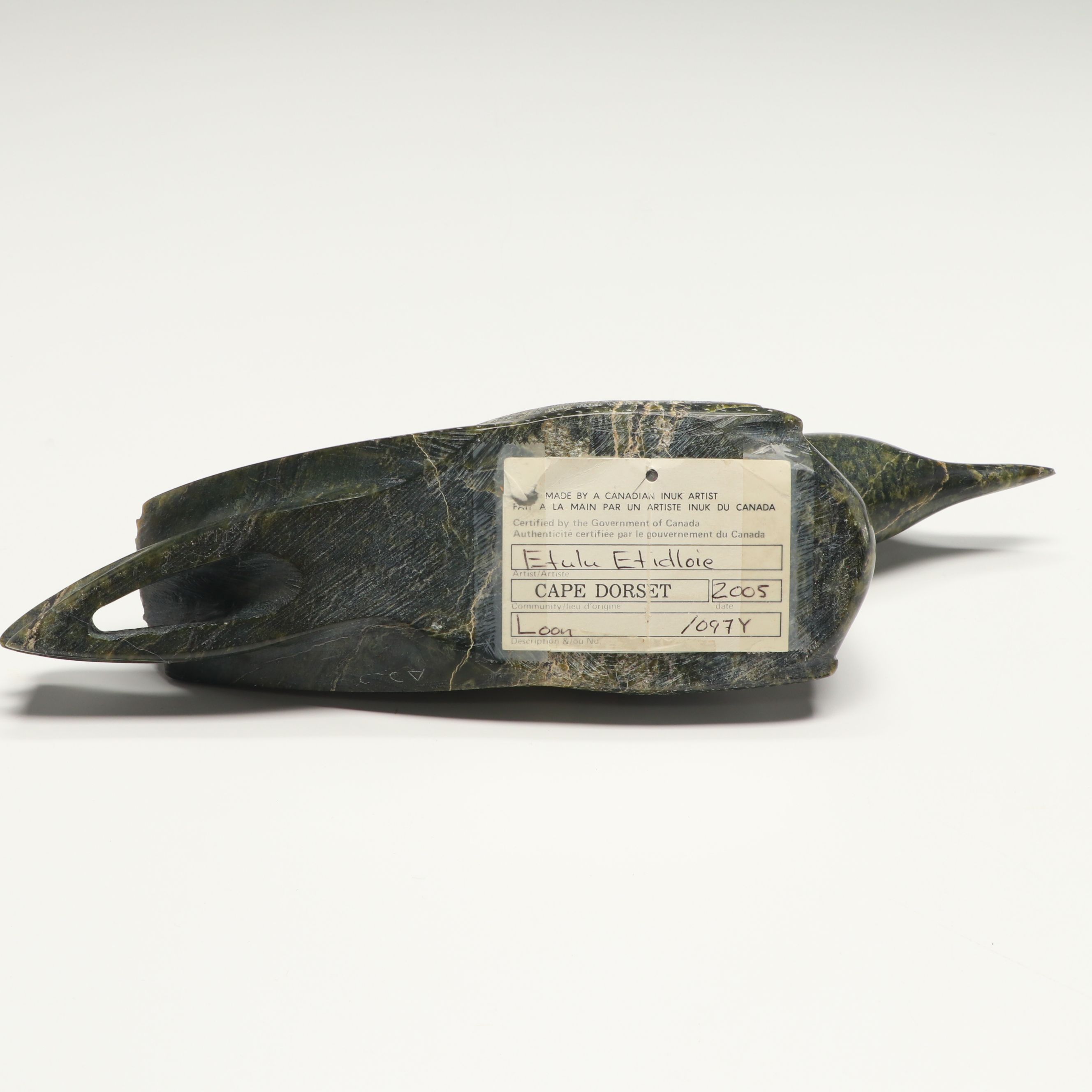 Etuli Etidloie Carved Soapstone Loon, 2005