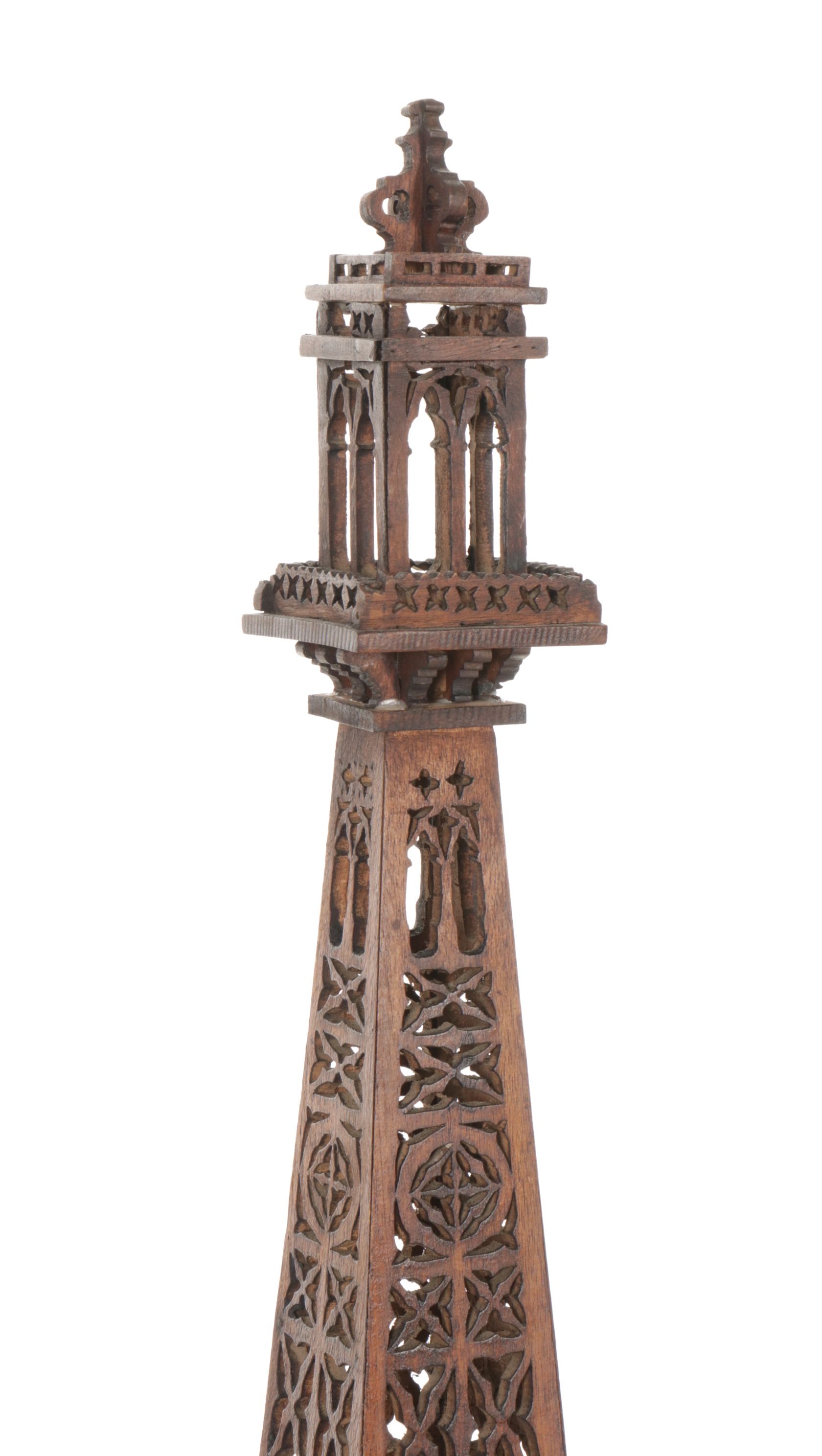 Fretwork Cut Wood Eiffel Tower Model and Clock Housing