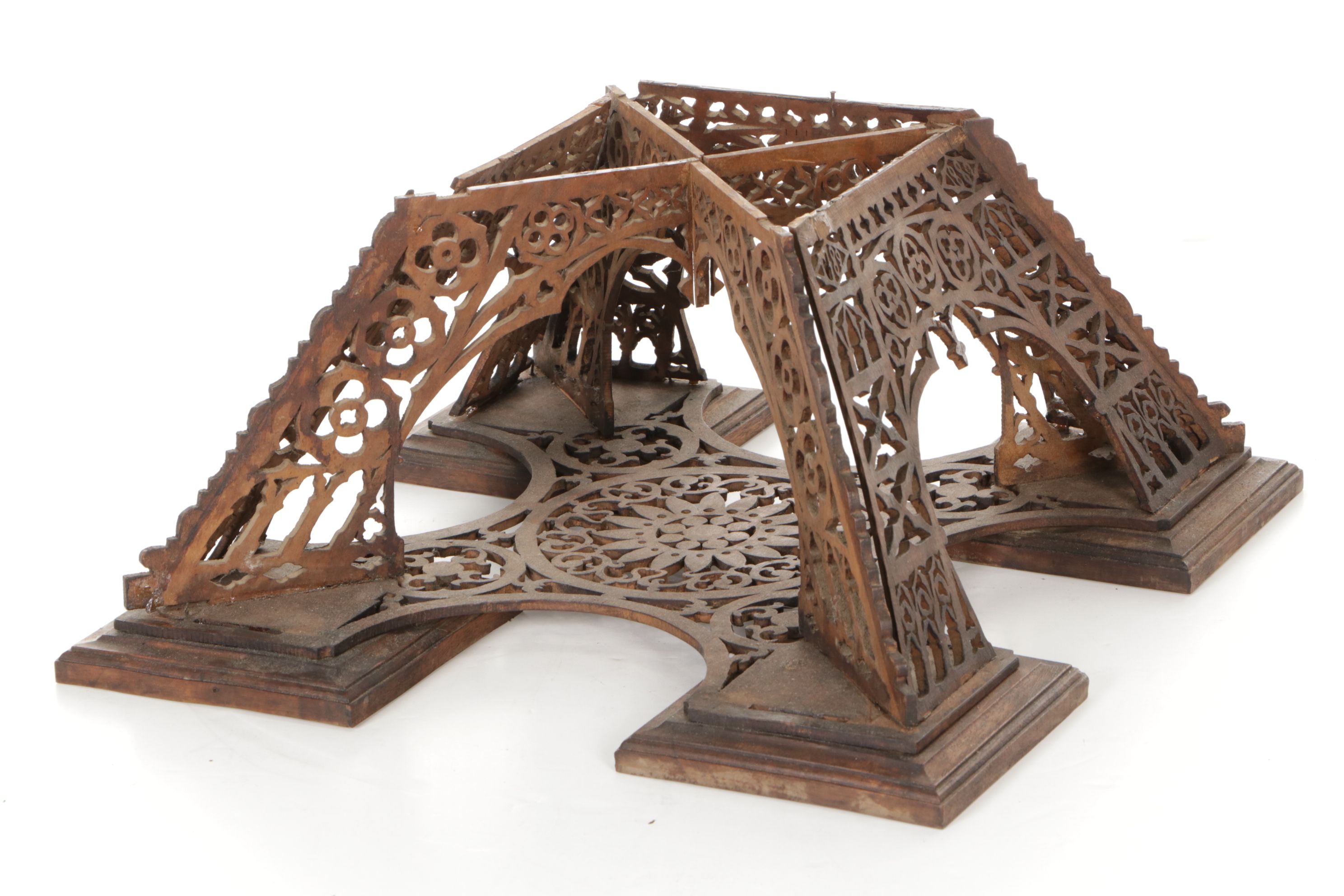 Fretwork Cut Wood Eiffel Tower Model and Clock Housing