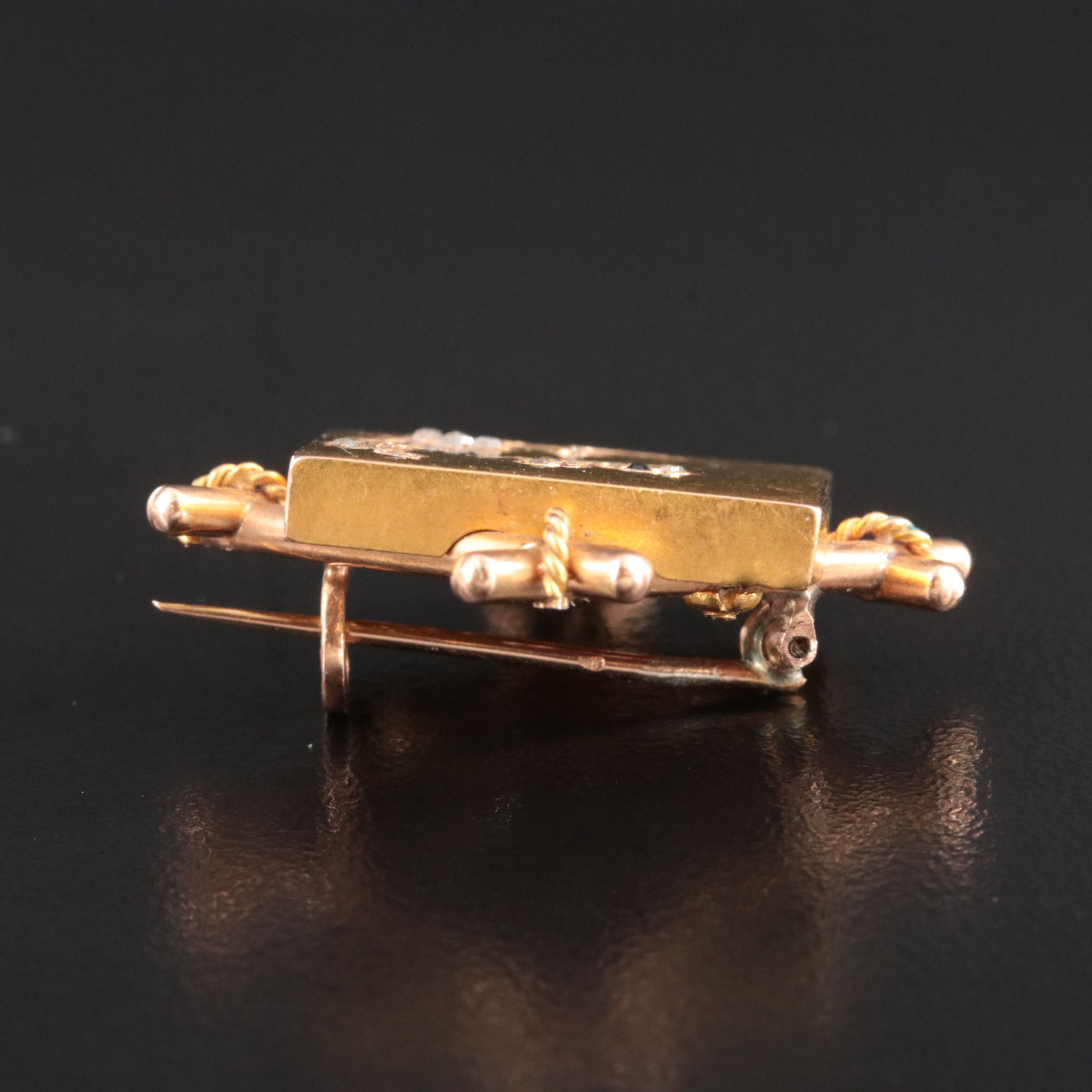 Victorian 14K and 18K Diamond, Sapphire and Ruby Accented Butterfly Pin