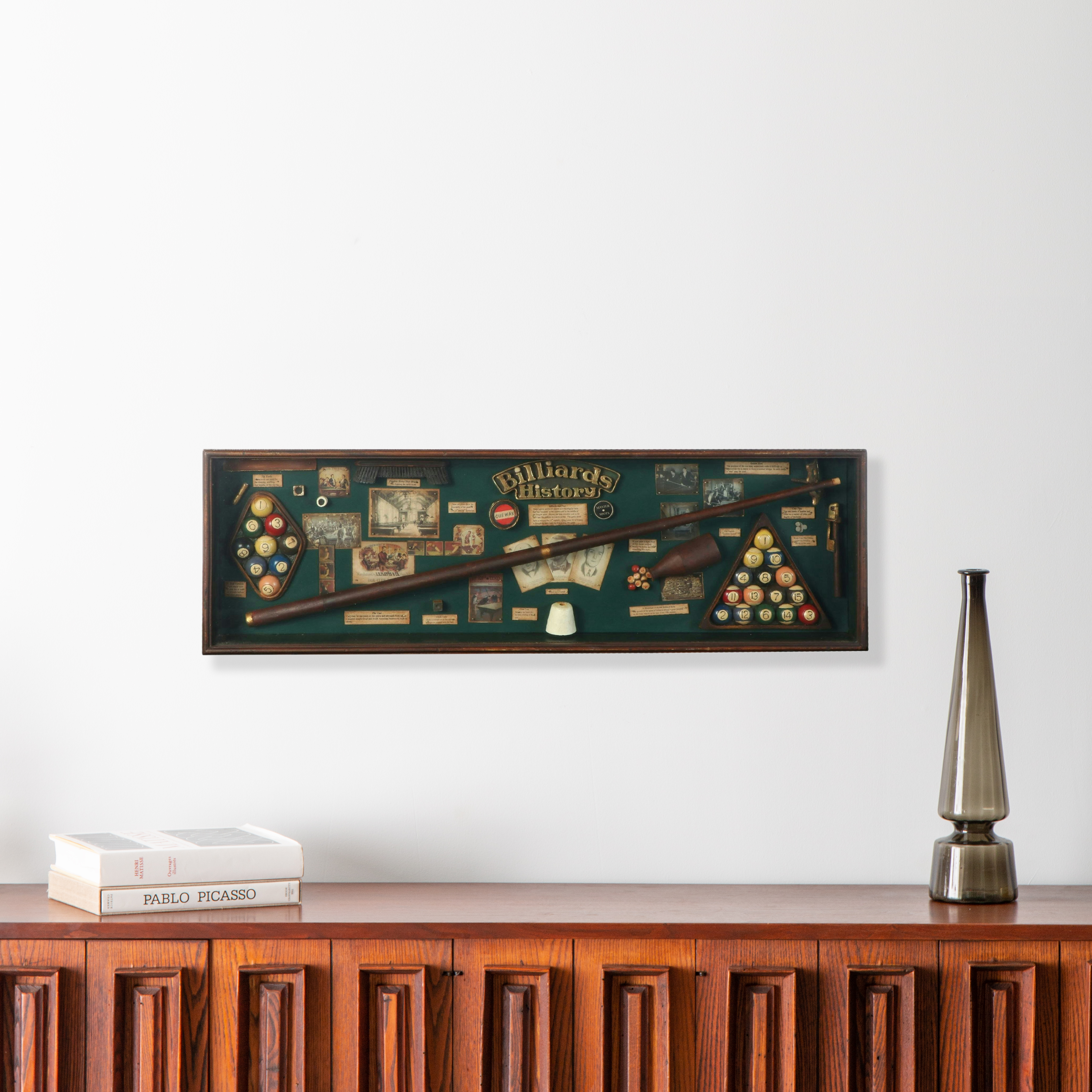 Pool Hall Display "Billiards History" Assemblage Shadow Box