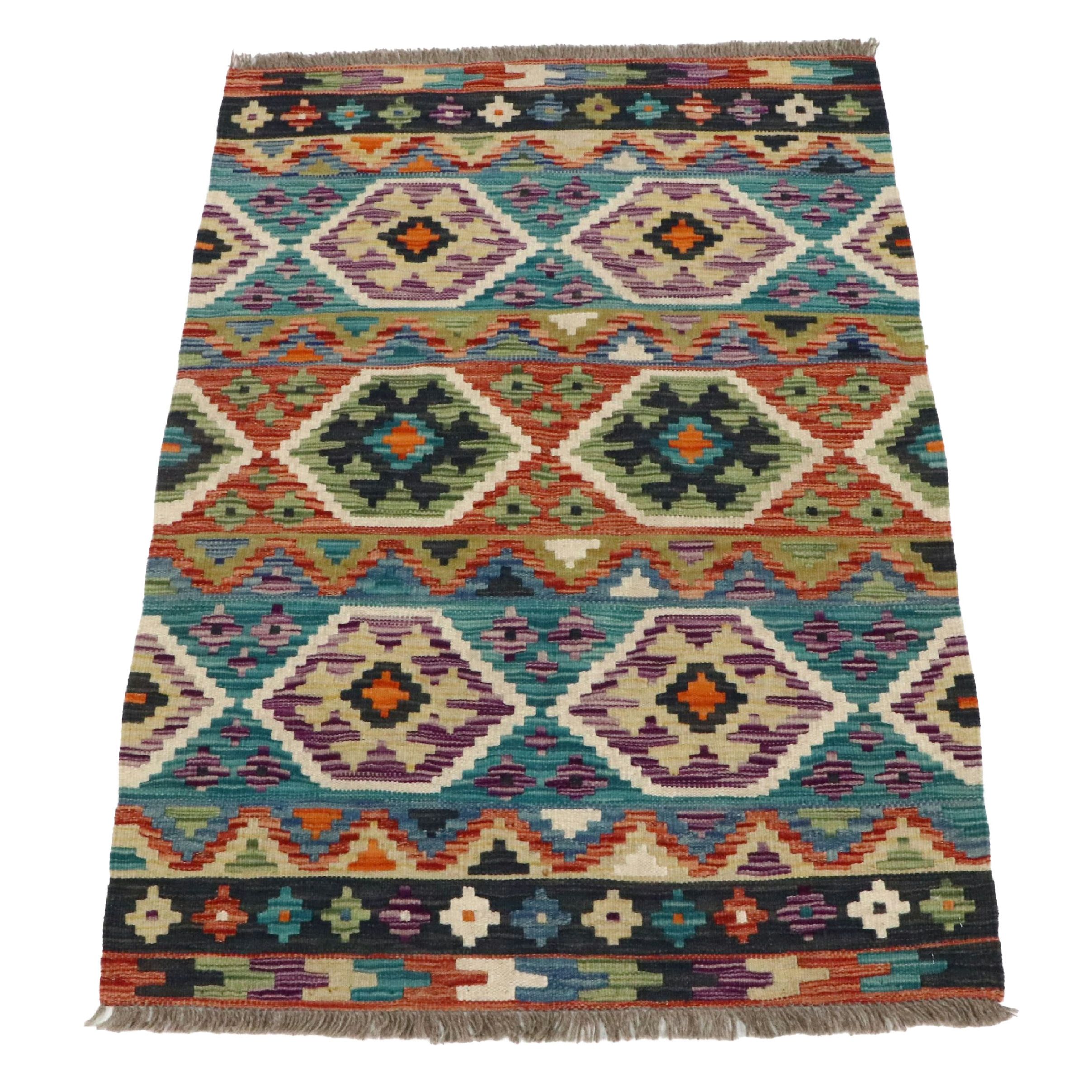 2'10 x 4'3 Handwoven Pakistani Kilim Accent Rug