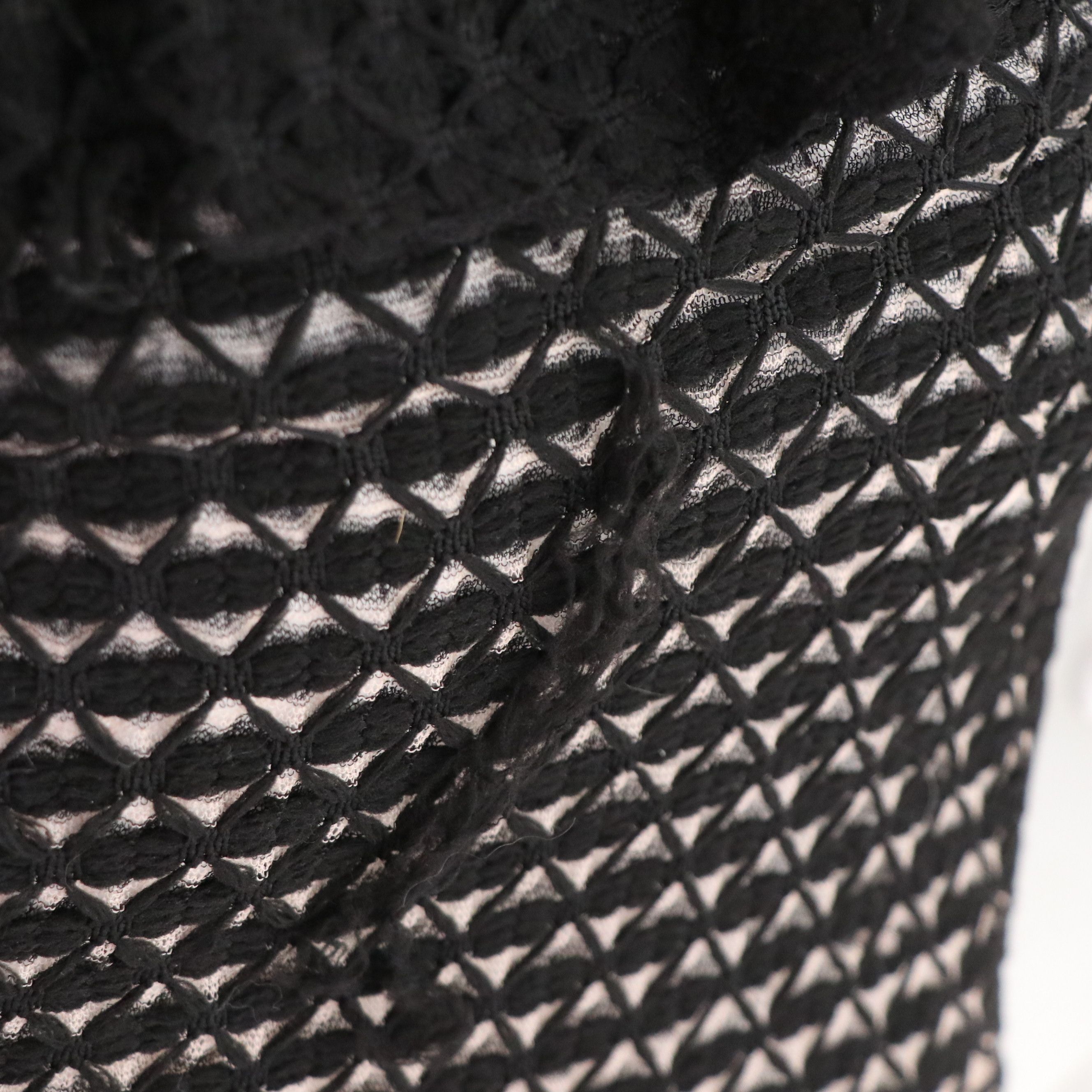 Alexander McQueen Off-Shoulder Peplum Dress in Black/Pink Macramé Stitch Tulle