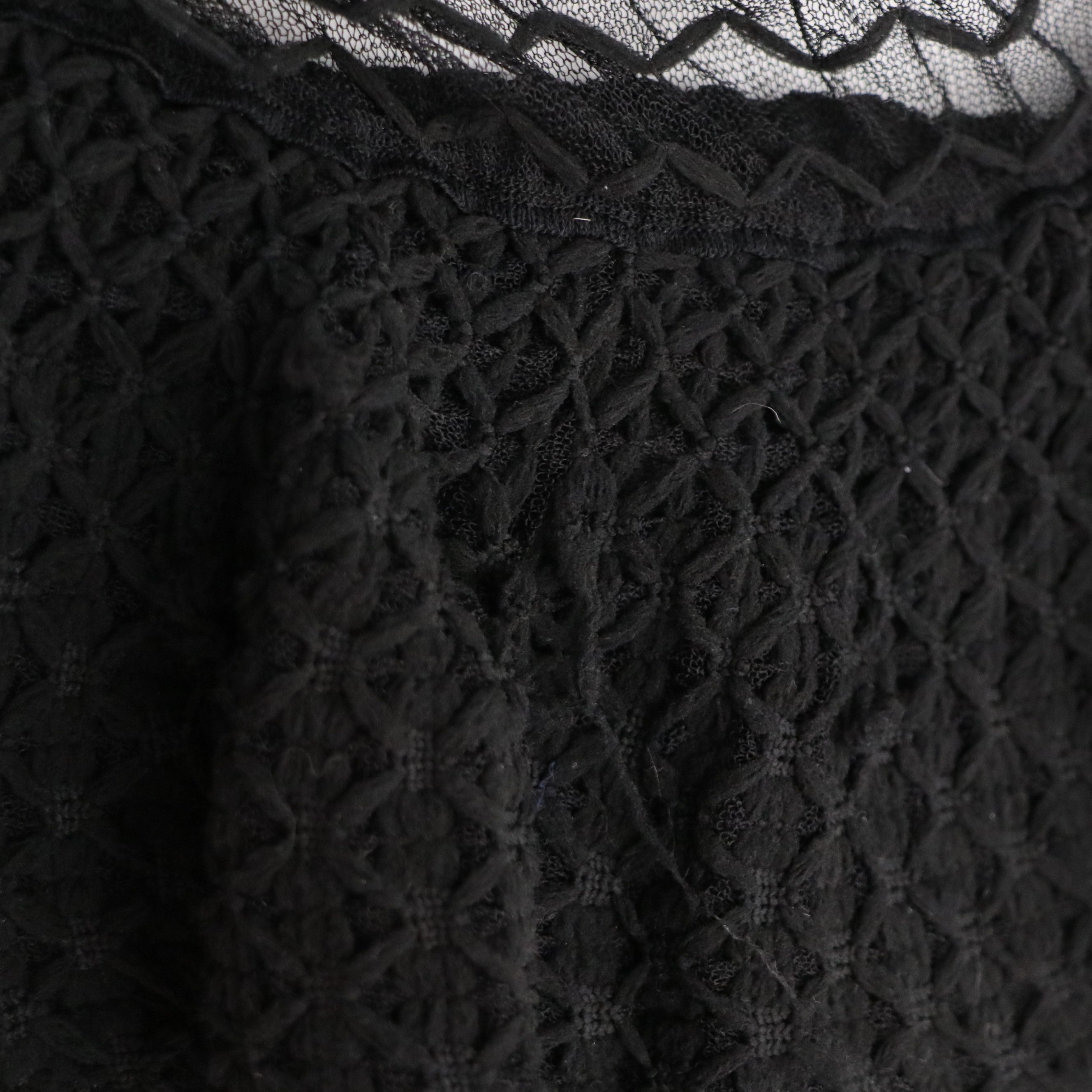 Alexander McQueen Off-Shoulder Peplum Dress in Black/Pink Macramé Stitch Tulle