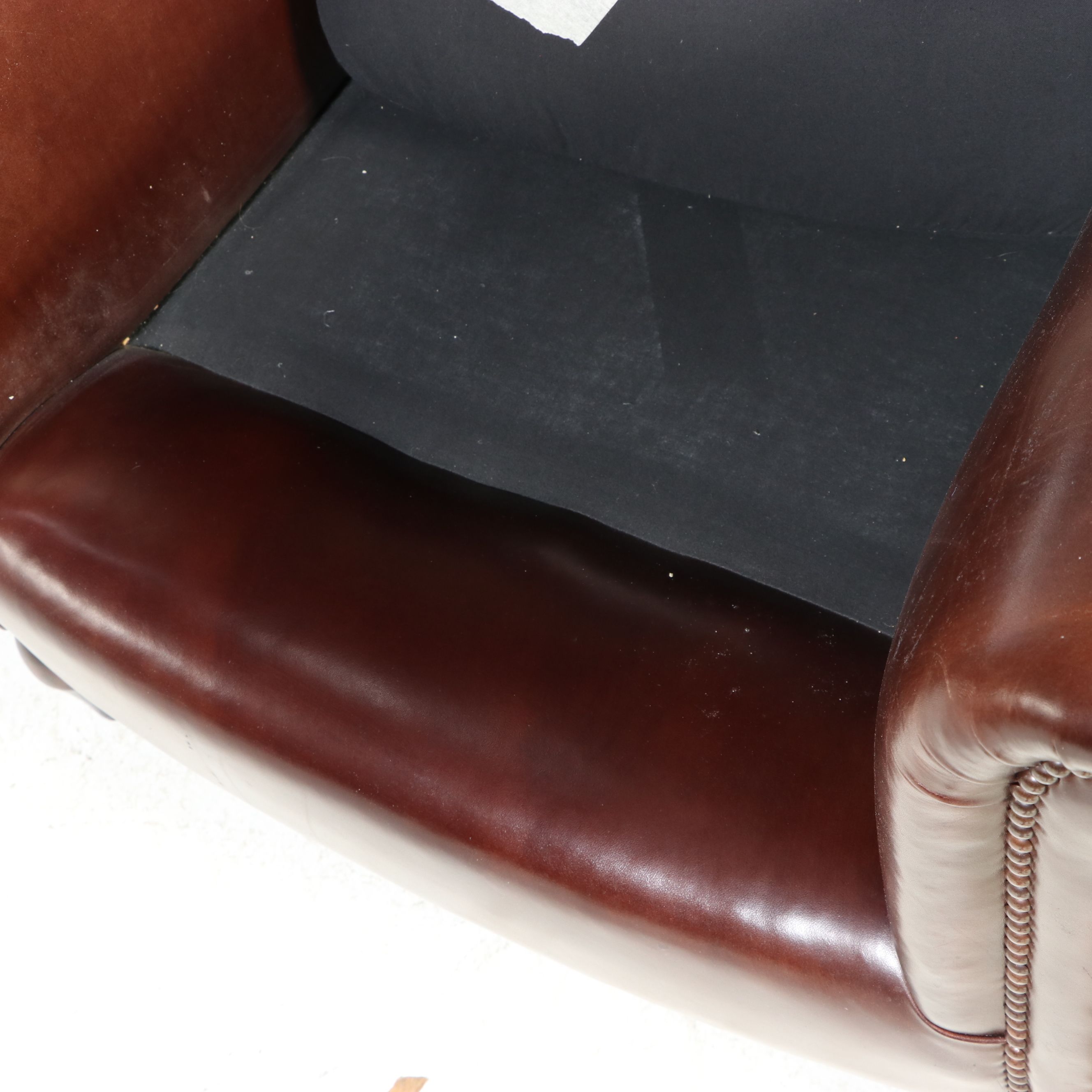 Pair of George Smith Edwardian Style Tufted Leather Library Chairs