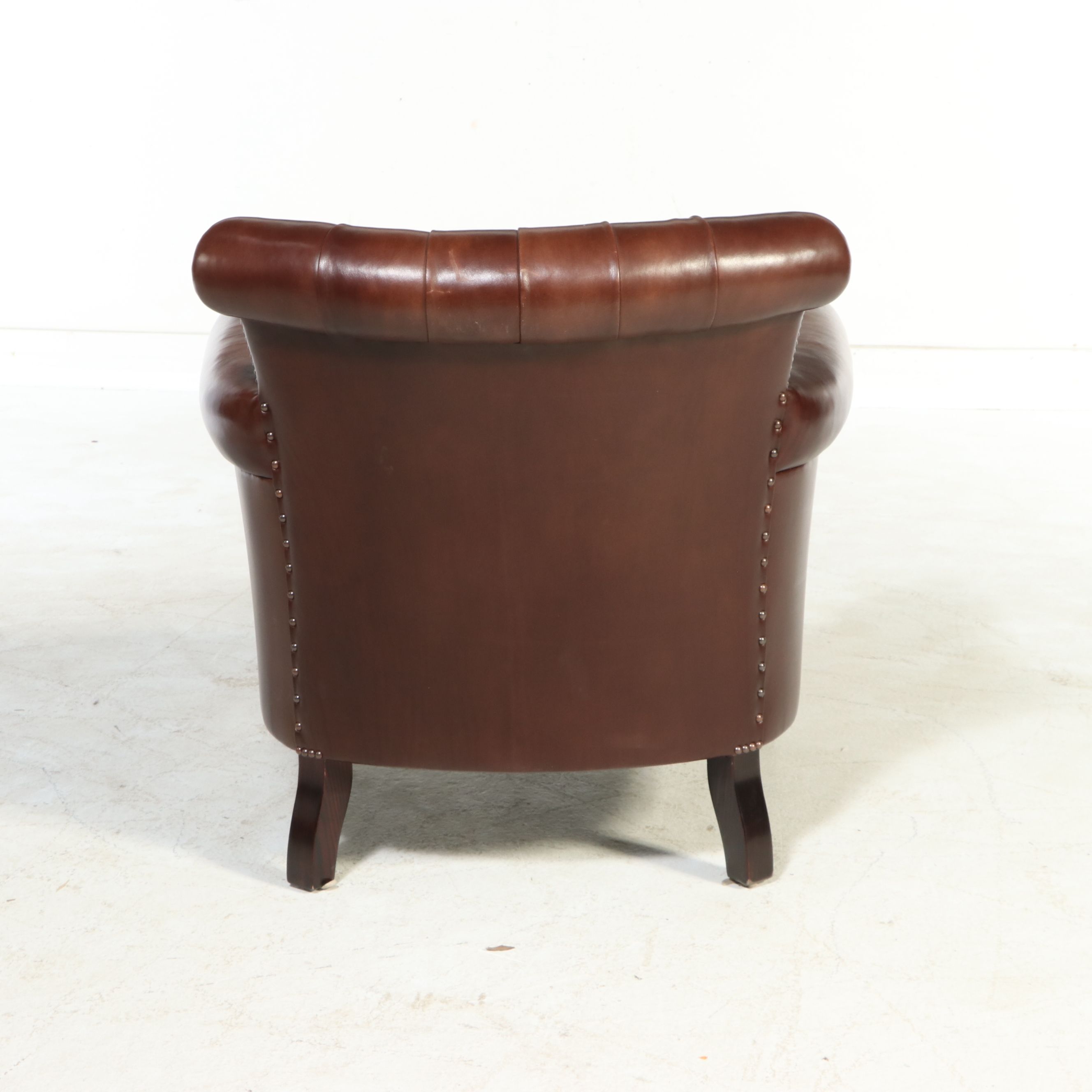 Pair of George Smith Edwardian Style Tufted Leather Library Chairs