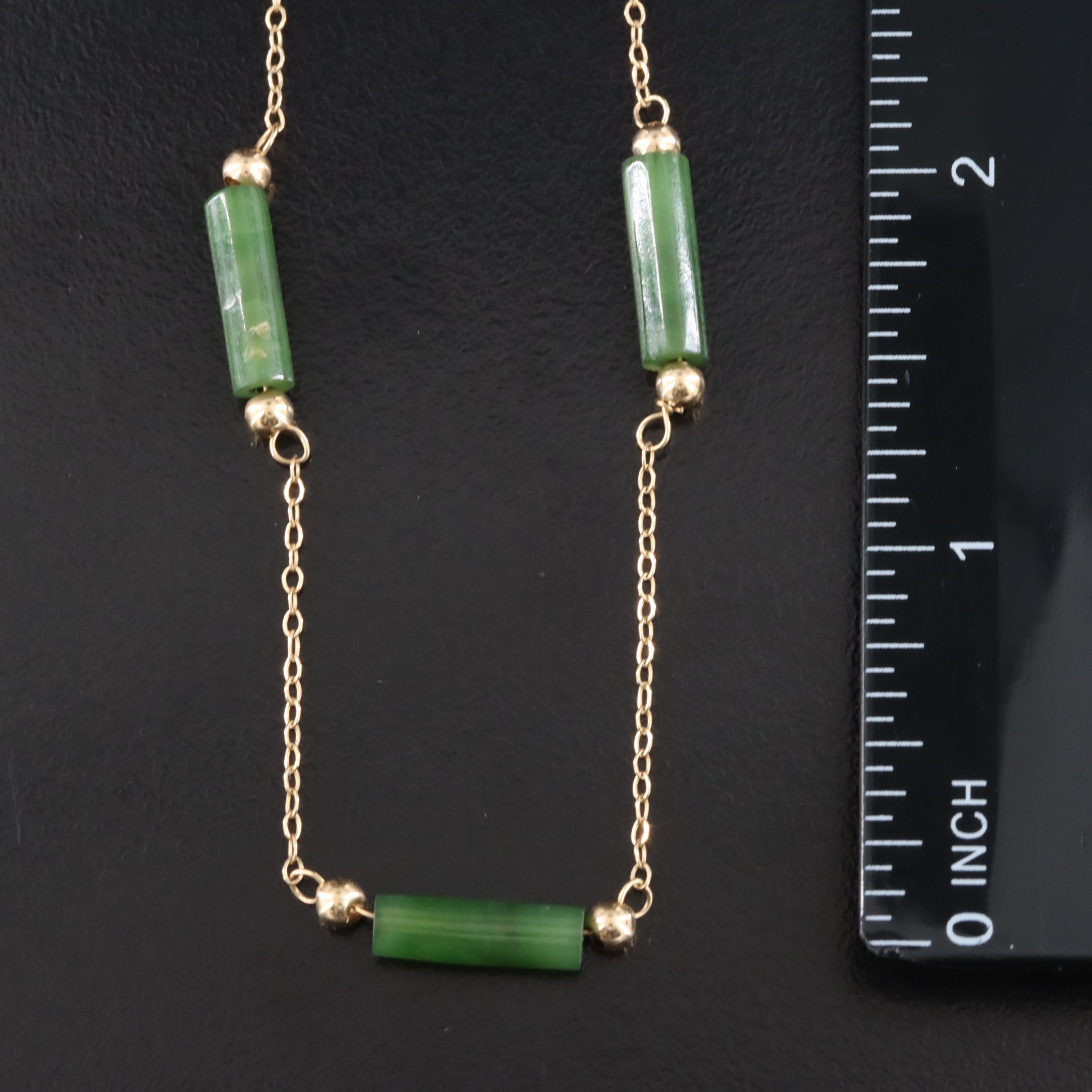 14K Nephrite Station Chain Necklace