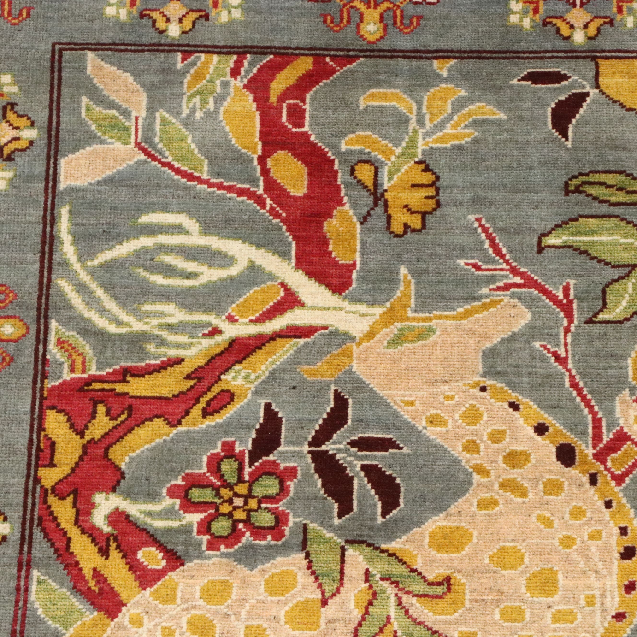 3'3 x 5' Hand-Knotted Indo-Persian Ziegler Pictorial Area Rug