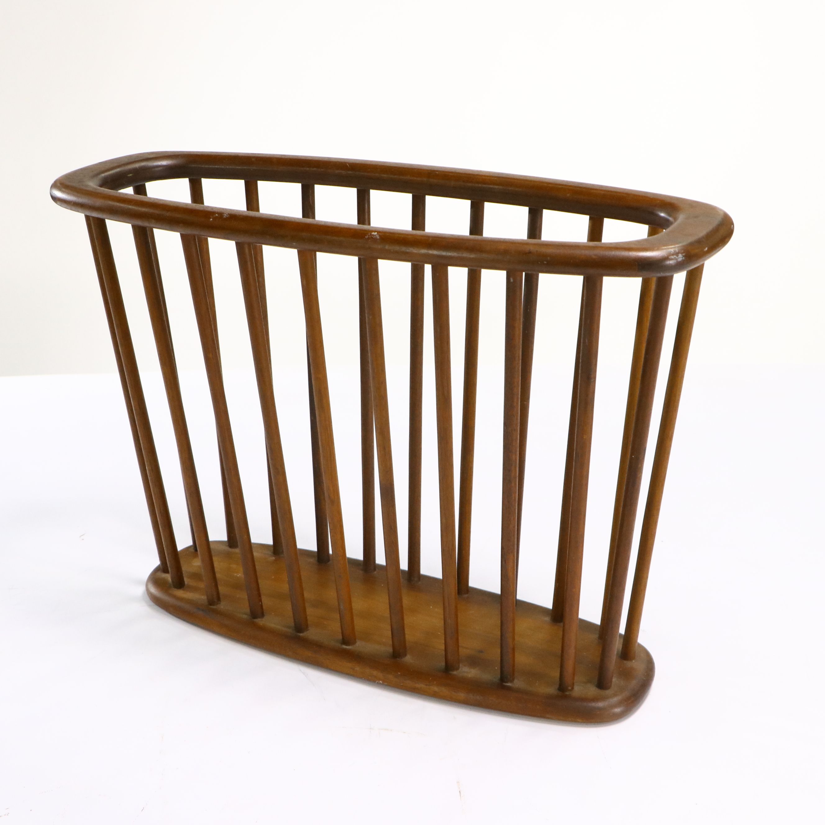 Arthur Umanoff Mid Century Modern Walnut Spindle Magazine Rack, Mid ...