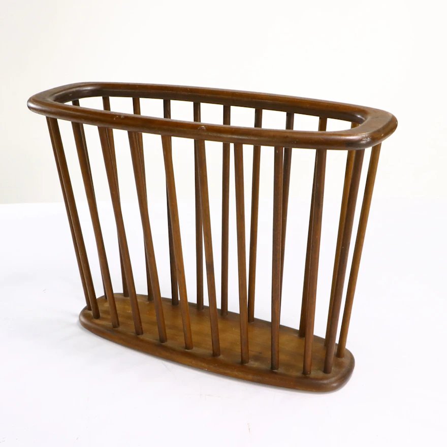 Arthur Umanoff Mid Century Modern Walnut Spindle Magazine Rack, Mid ...