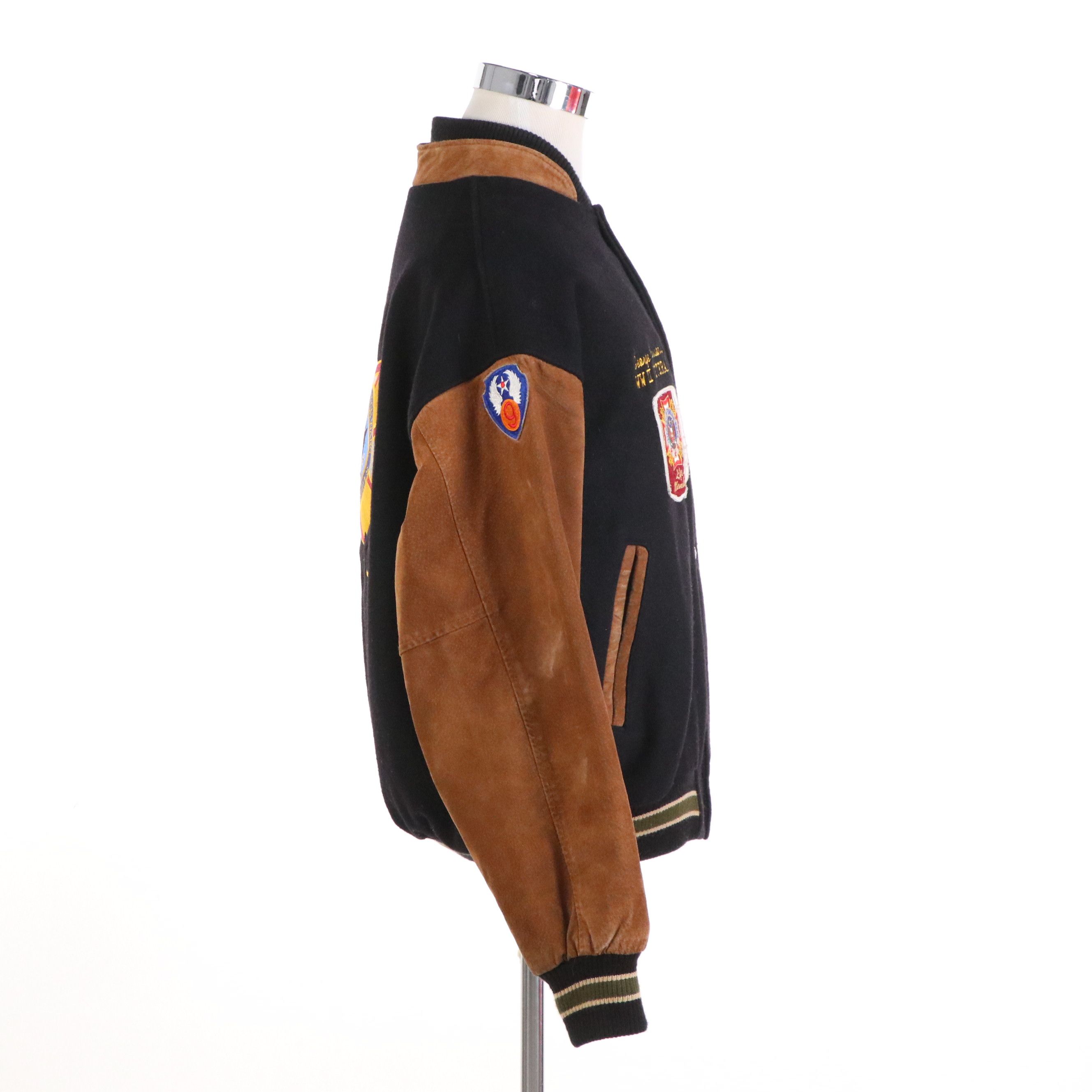 Men's Sumac Wool/Suede Varsity Jacket with VFW Patches