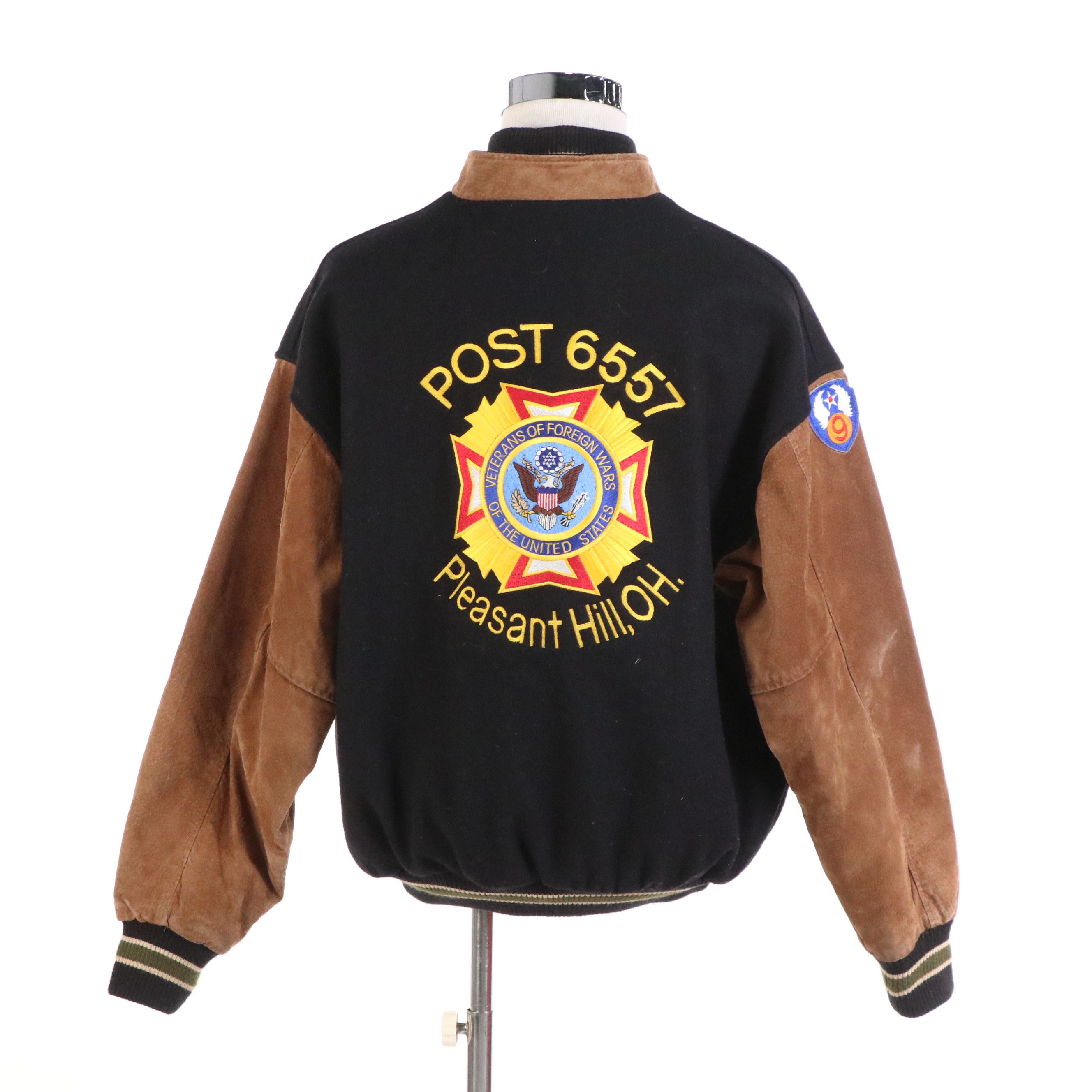 Men's Sumac Wool/Suede Varsity Jacket with VFW Patches