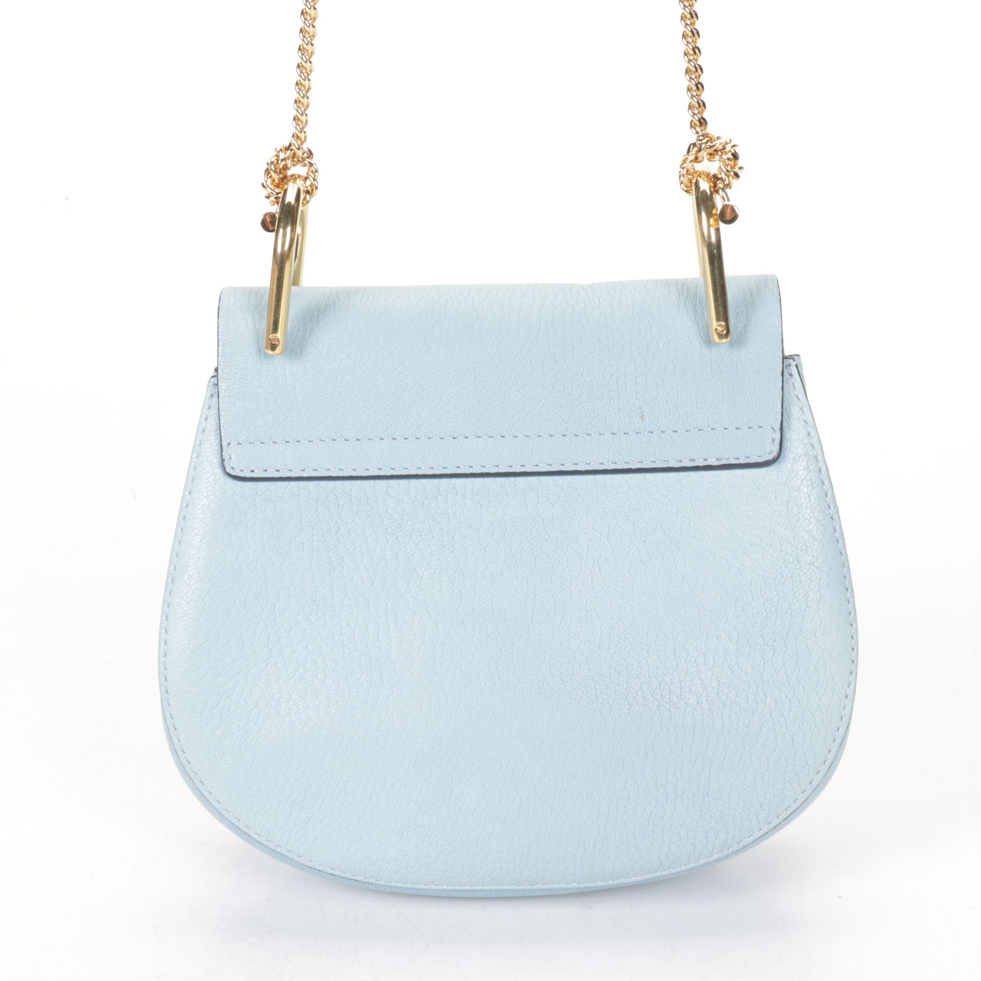 Chloé Mini Drew Crossbody Bag in Baby Blue Goatskin Leather