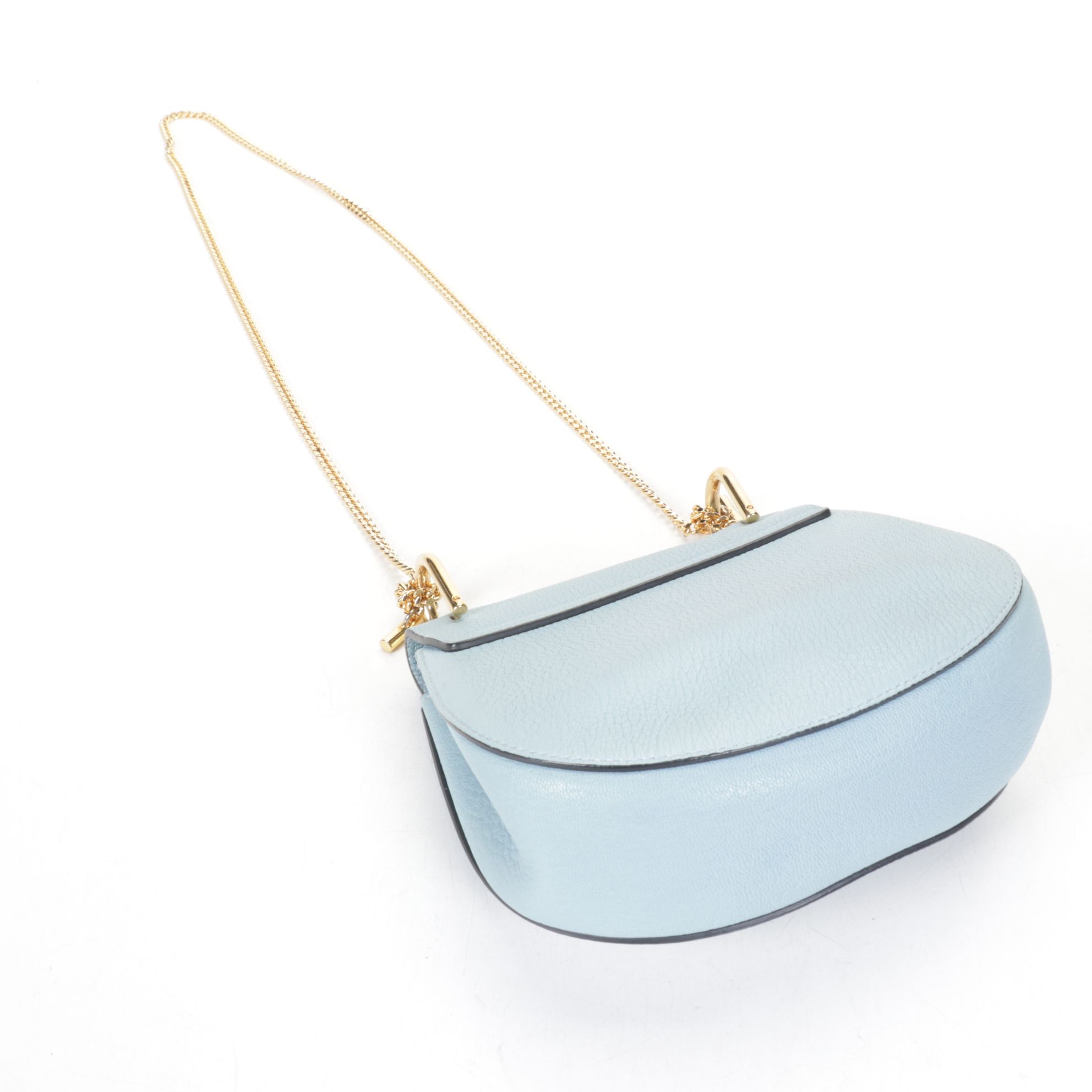 Chloé Mini Drew Crossbody Bag in Baby Blue Goatskin Leather
