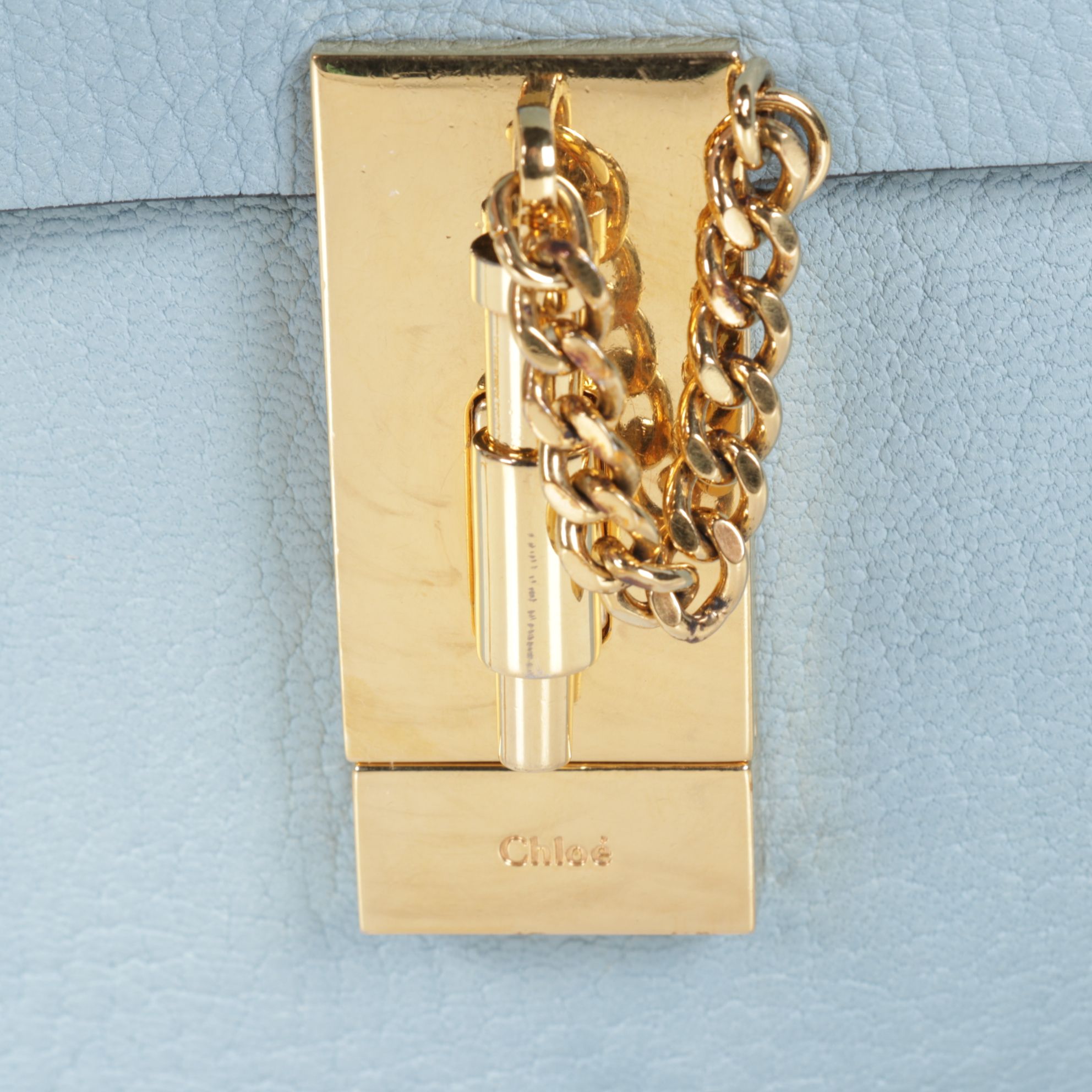 Chloé Mini Drew Crossbody Bag in Baby Blue Goatskin Leather