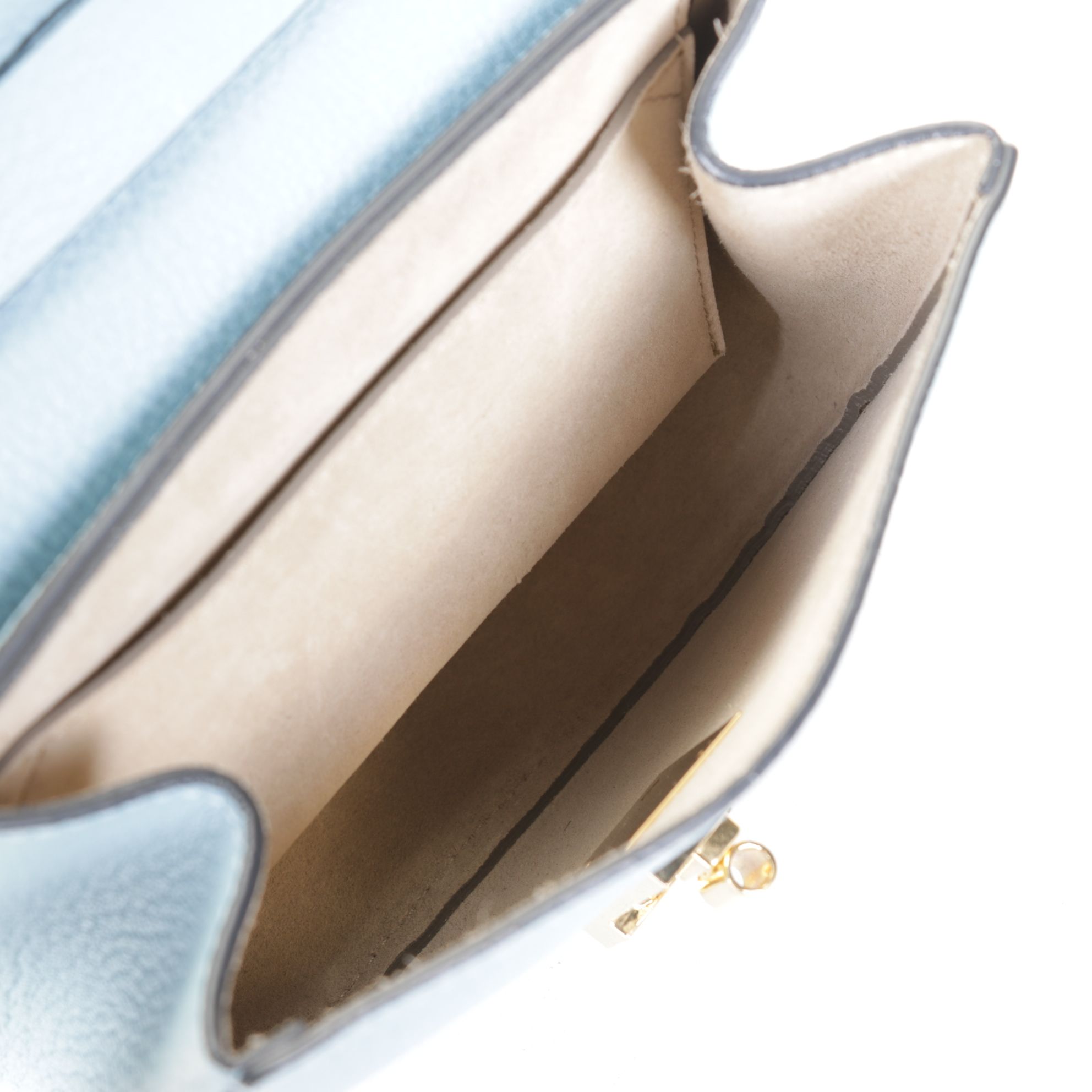 Chloé Mini Drew Crossbody Bag in Baby Blue Goatskin Leather