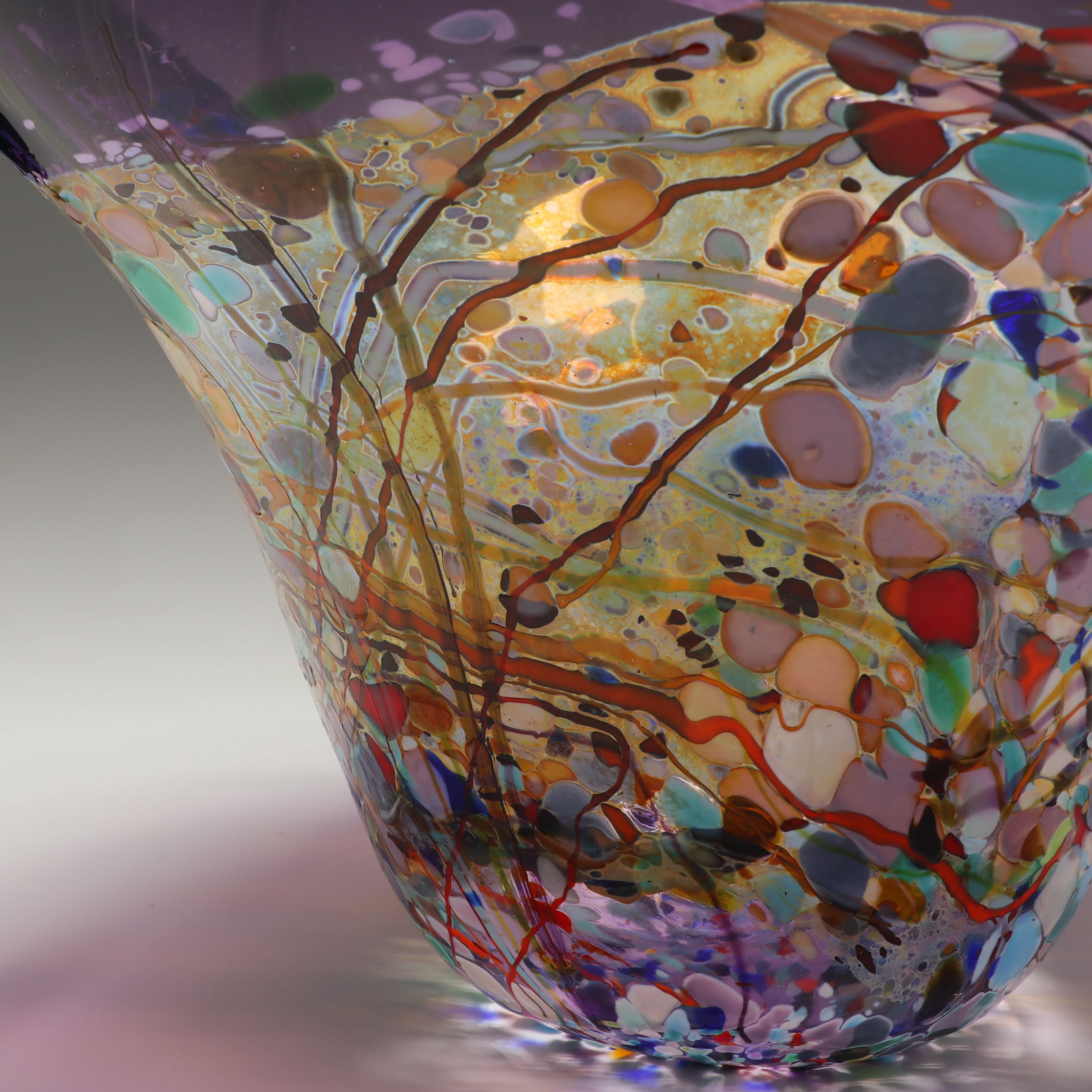 Murano Style Handblown Multicolored Confetti Art Glass Bowl