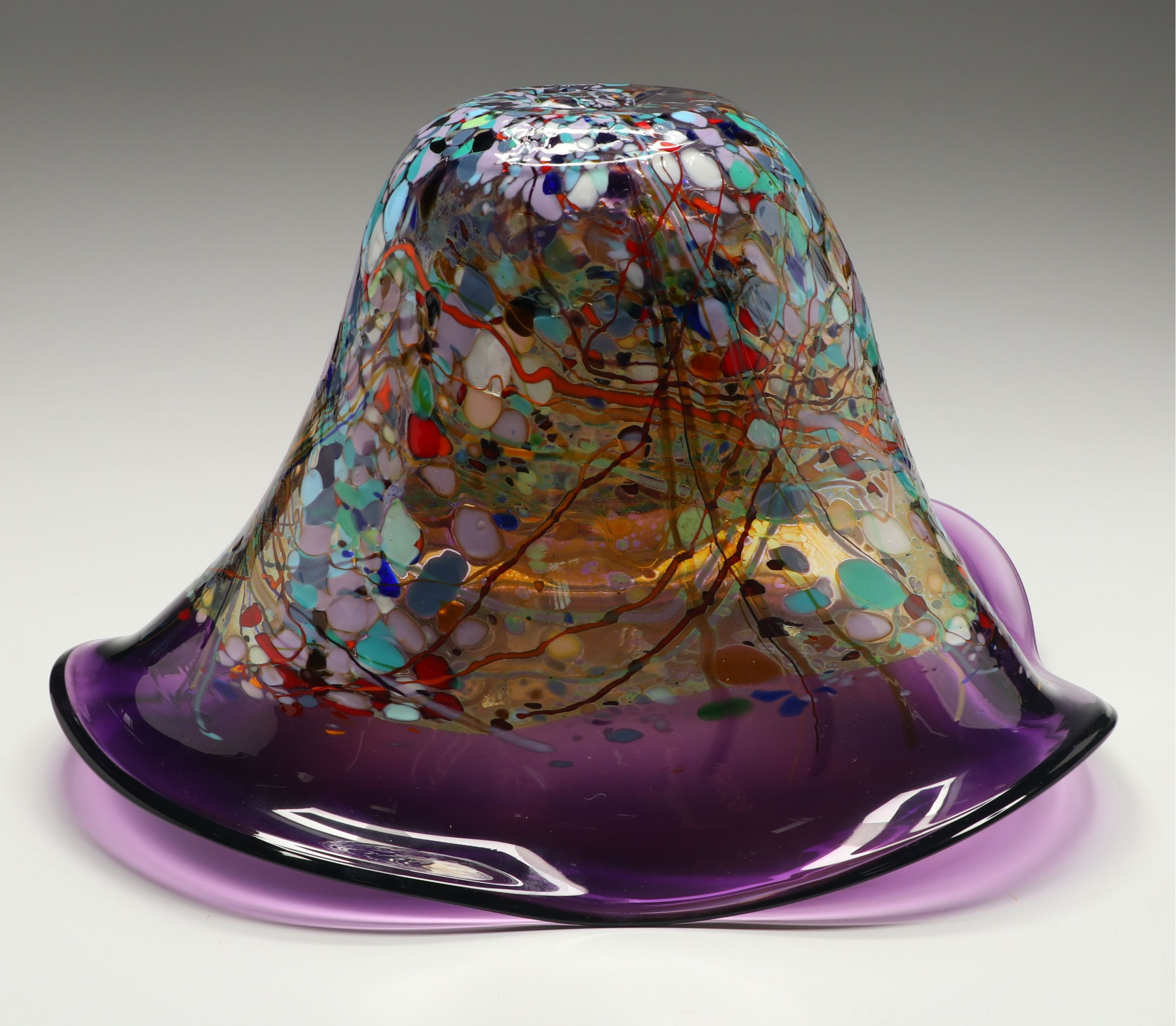 Murano Style Handblown Multicolored Confetti Art Glass Bowl