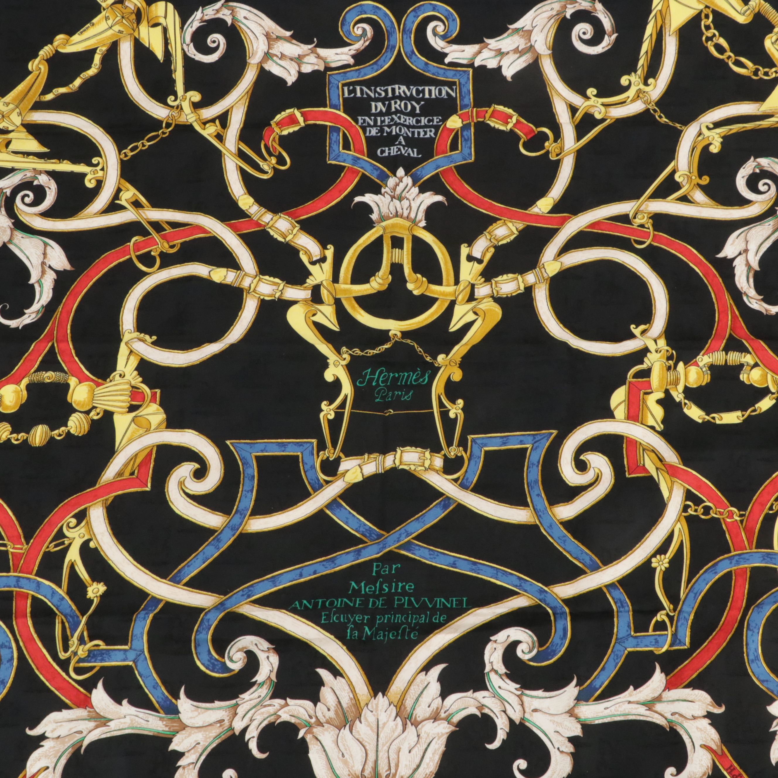 Hermès "L'Instruction du Roy en l'Exercice..." Scarf 90 in Horse Silk Jacquard