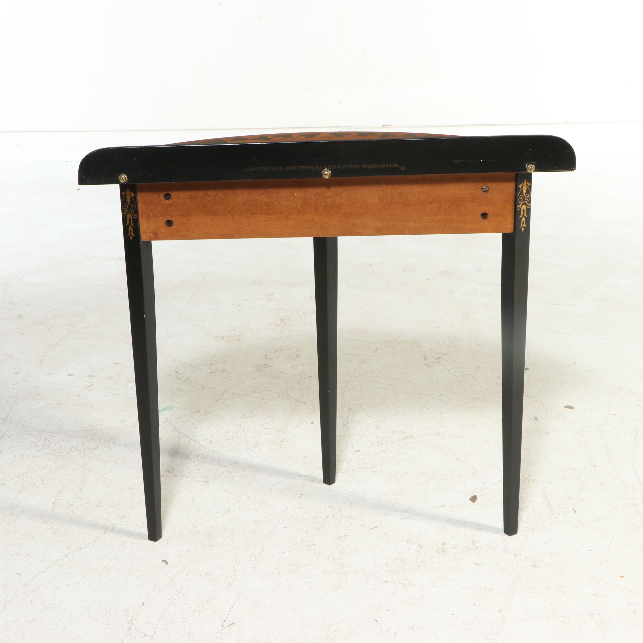 L. Hitchcock Stenciled Demilune Console Table, Late 20th Century