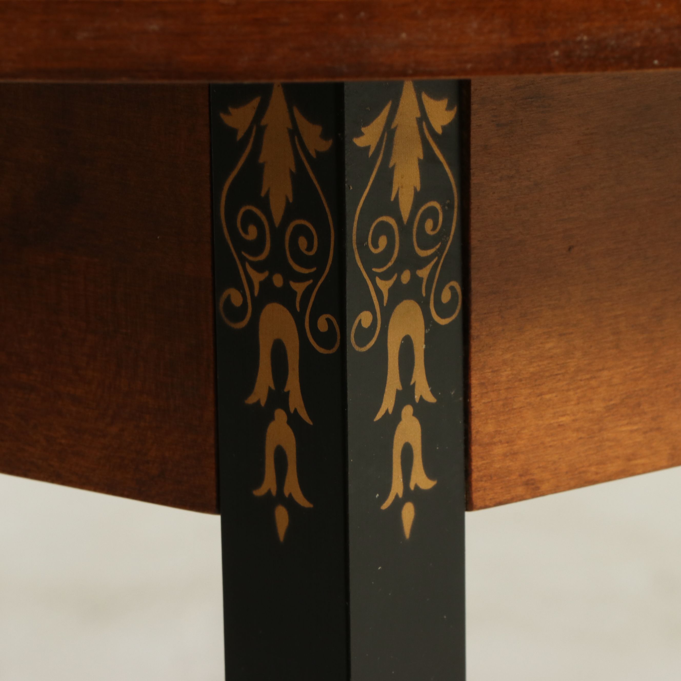 L. Hitchcock Stenciled Demilune Console Table, Late 20th Century