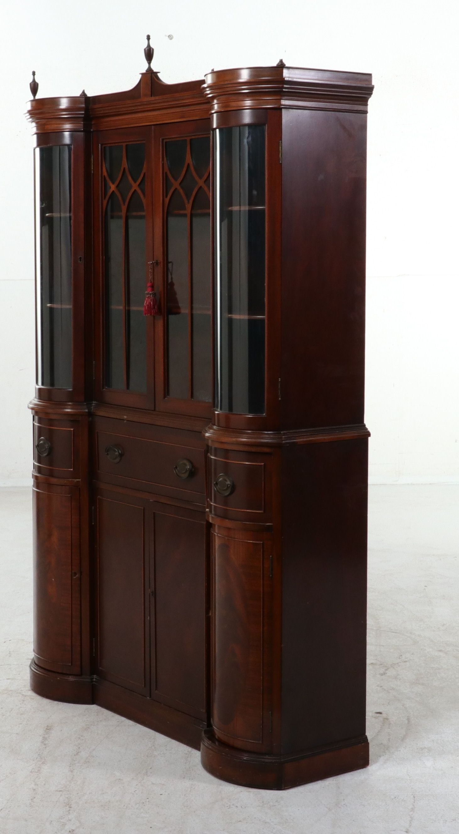 Federal Style Mahogany Breakfront Secretary Cabinet, Mid-20th Century