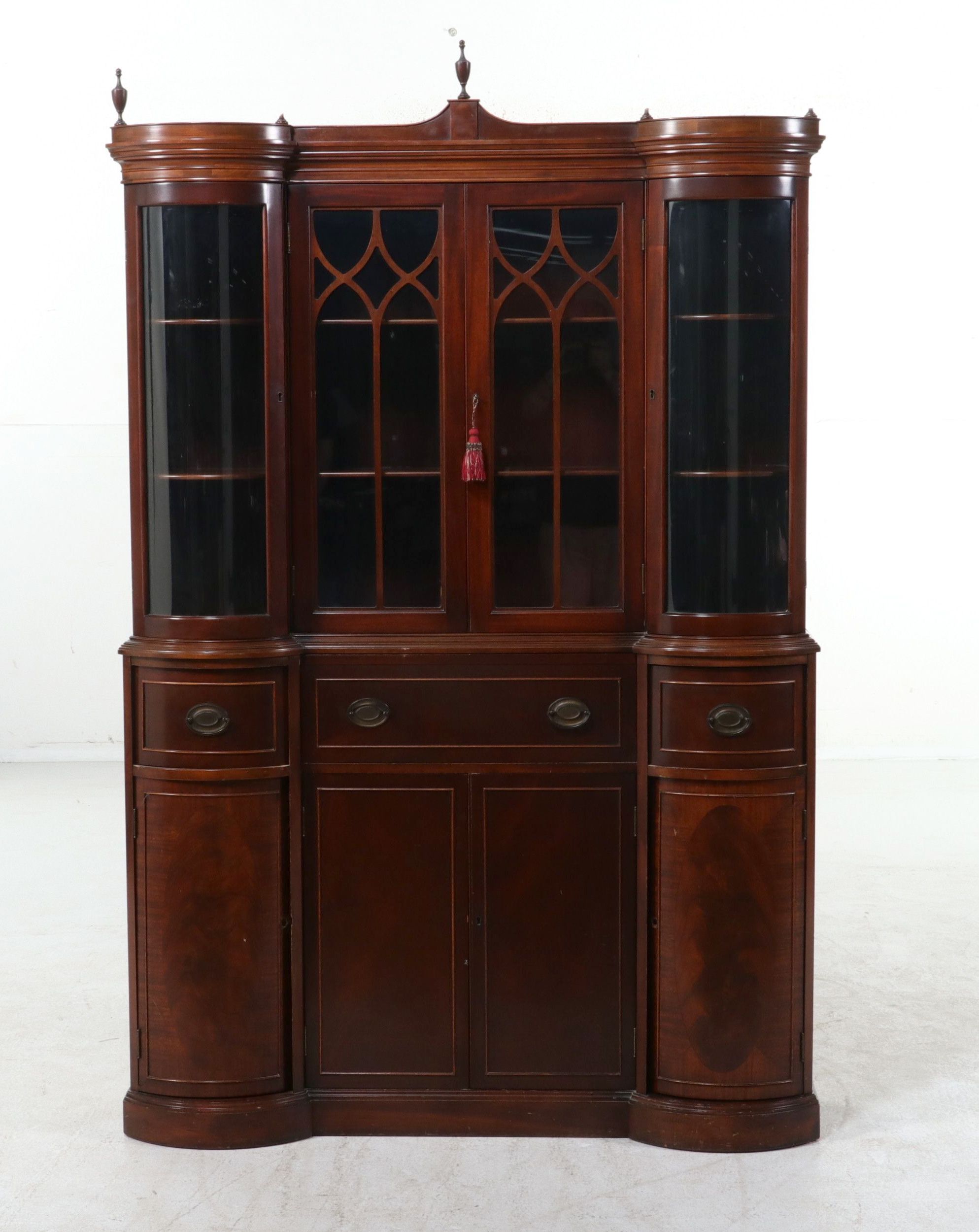 Federal Style Mahogany Breakfront Secretary Cabinet, Mid-20th Century