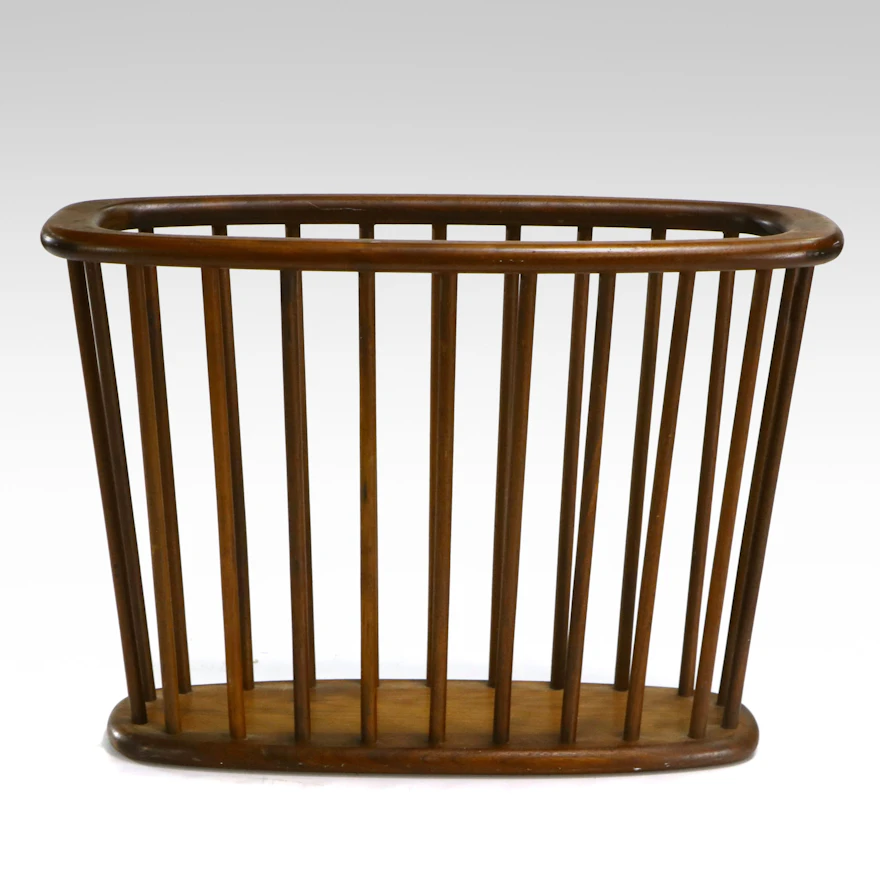 Arthur Umanoff Mid Century Modern Walnut Spindle Magazine Rack, Mid ...